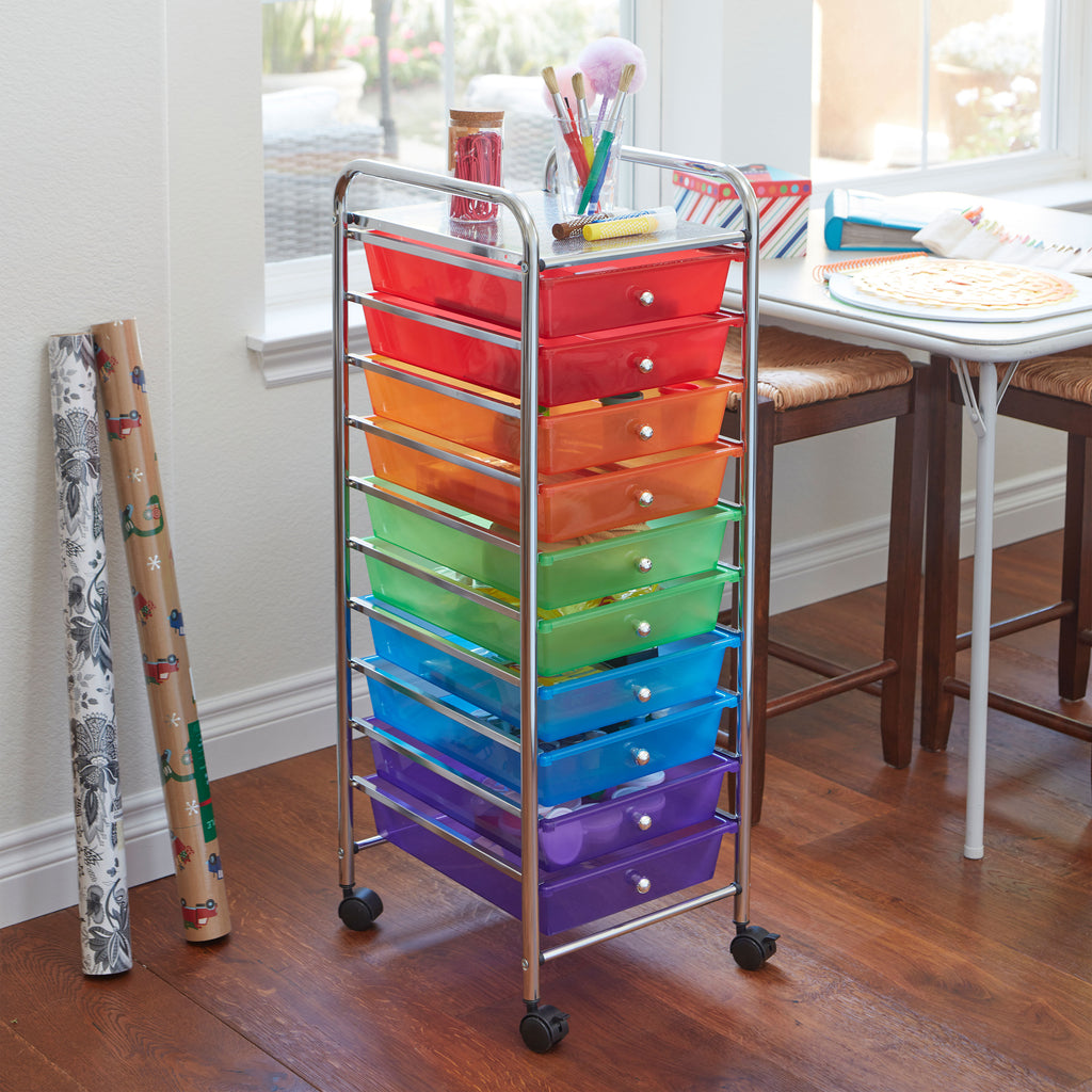 10-Drawer Mobile Organizer, Storage Cart