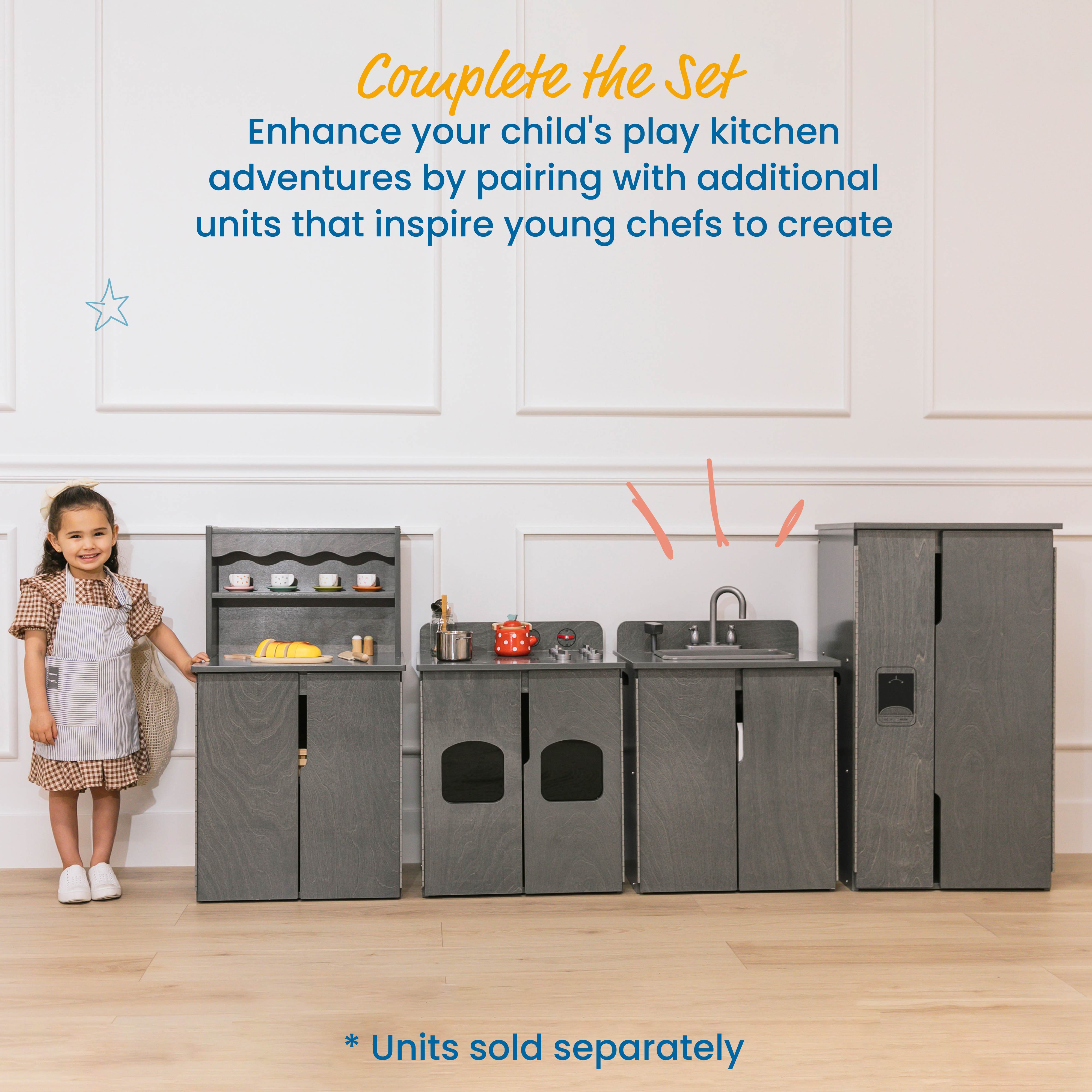 Play Kitchen Refrigerator, Wooden Playset