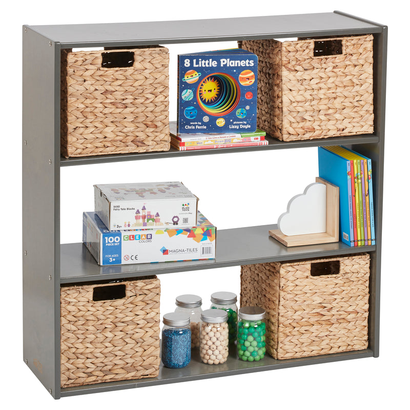 Free-standing small parts shelf unit with open fronted storage bins –  eurokraft pro: double sided