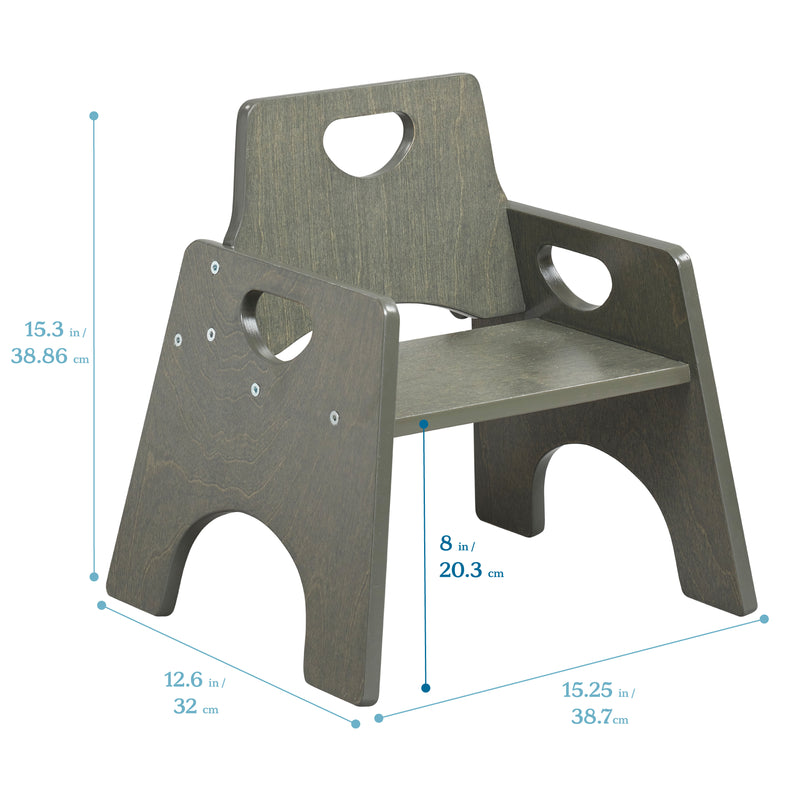 Stackable Wooden Toddler Chair, 8in, Kids Furniture, 2-Pack
