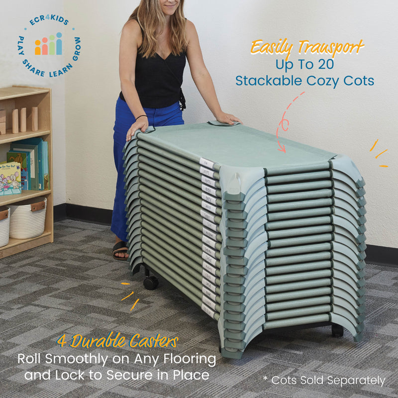 Cozy Cot Trolley, Lightweight Mobile Cot Storage Cart for School