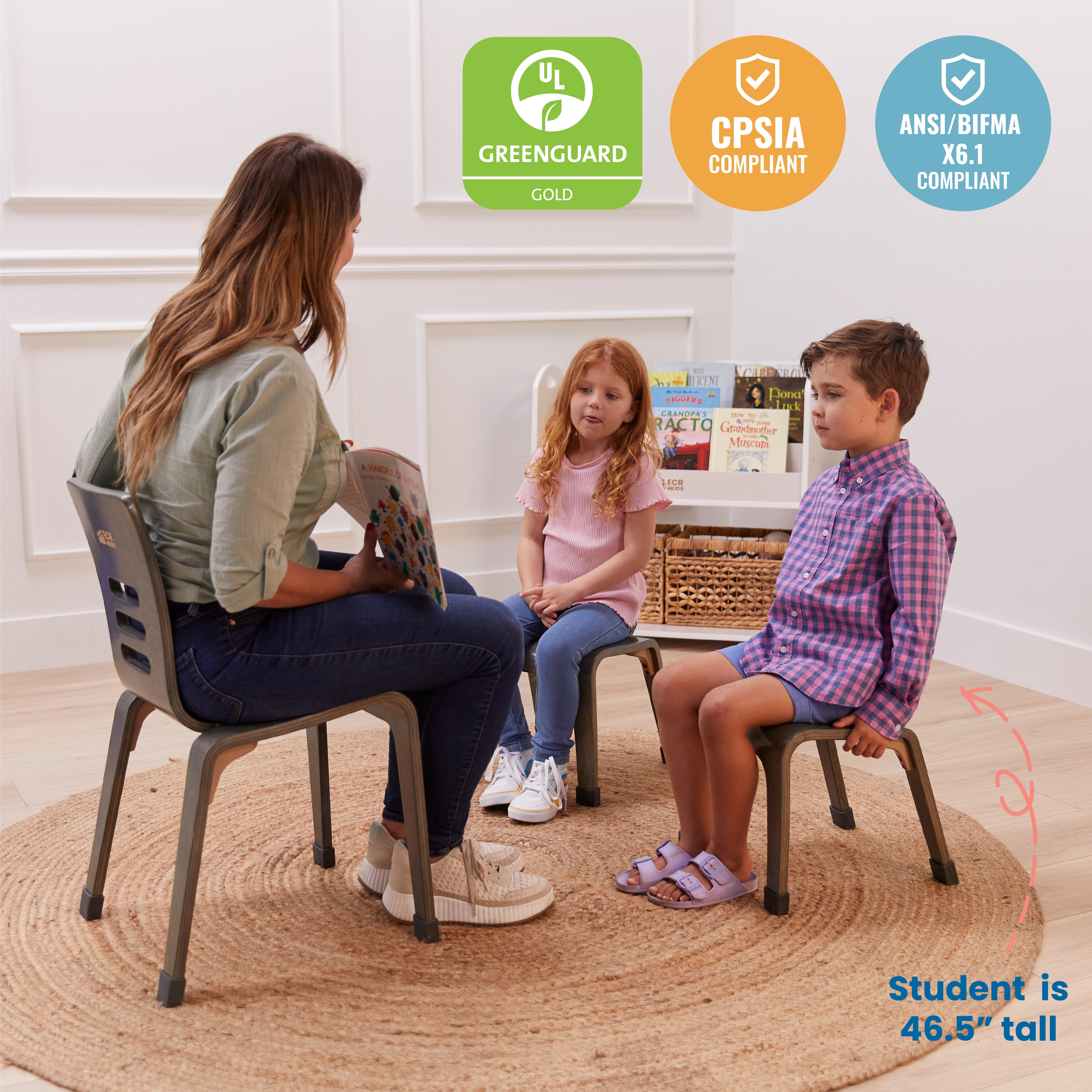 Bentwood Chair, 12in Seat Height, Stackable Seats, 2-Pack