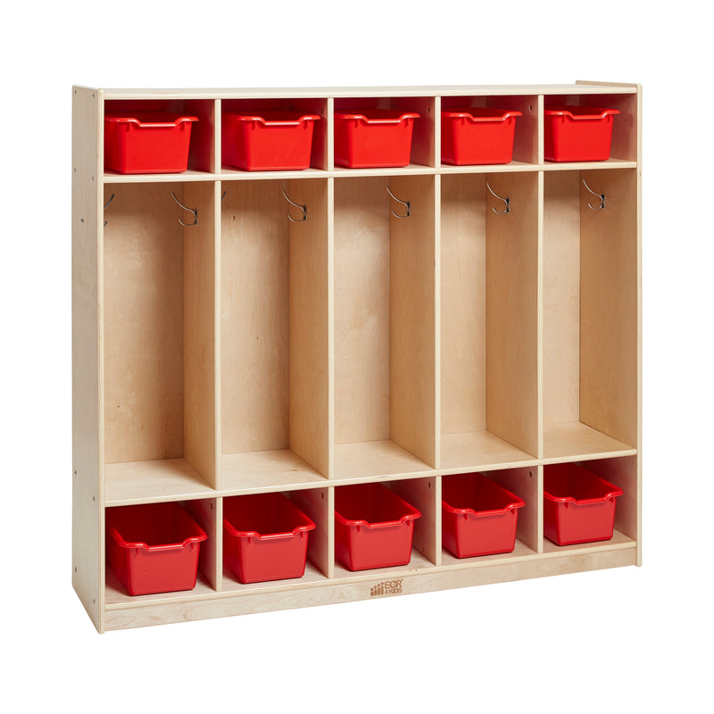5-Section Straight Coat Locker with 10 Scoop Front Storage Bins