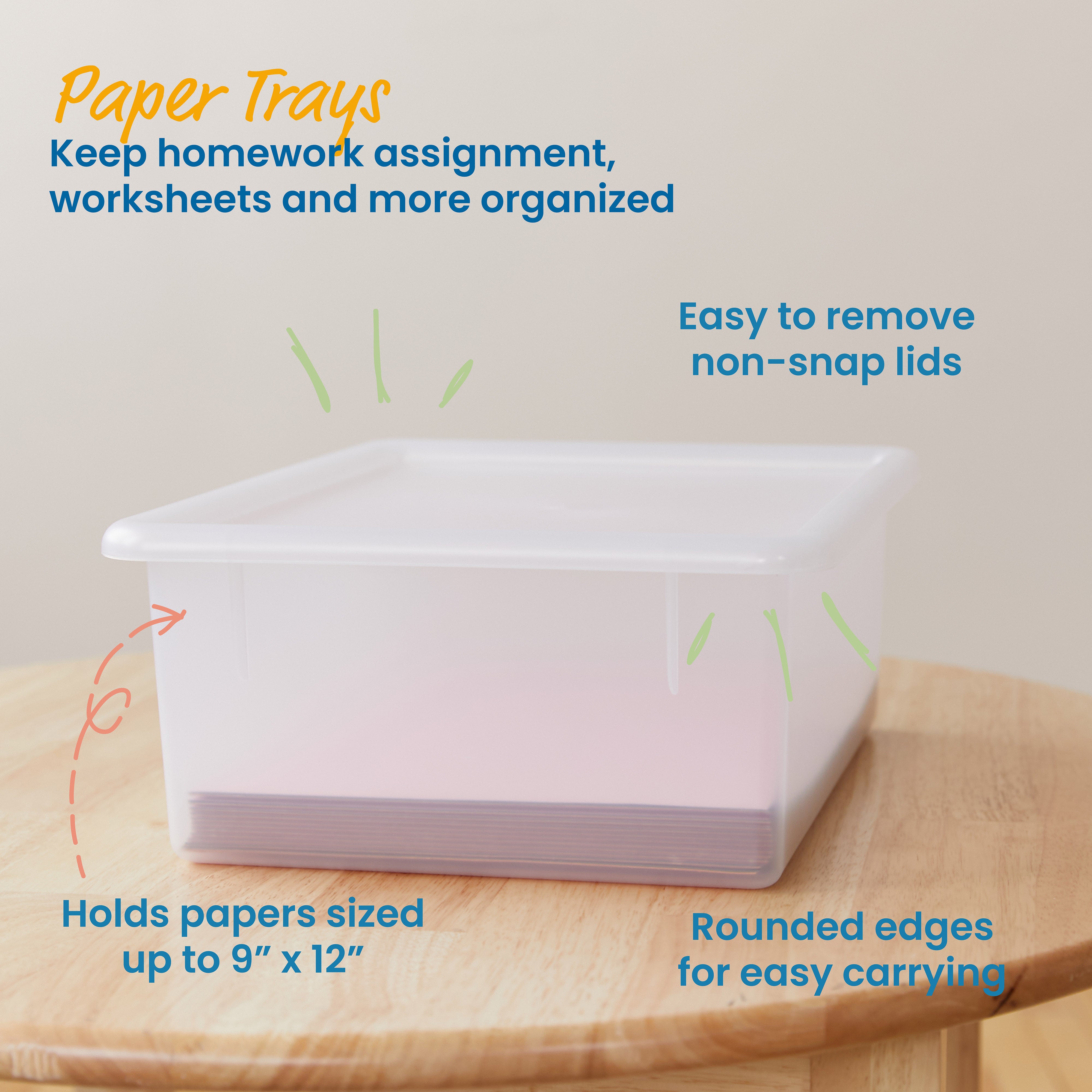 Letter Size Deep Tray with Lid, Storage Bin, 10-Piece