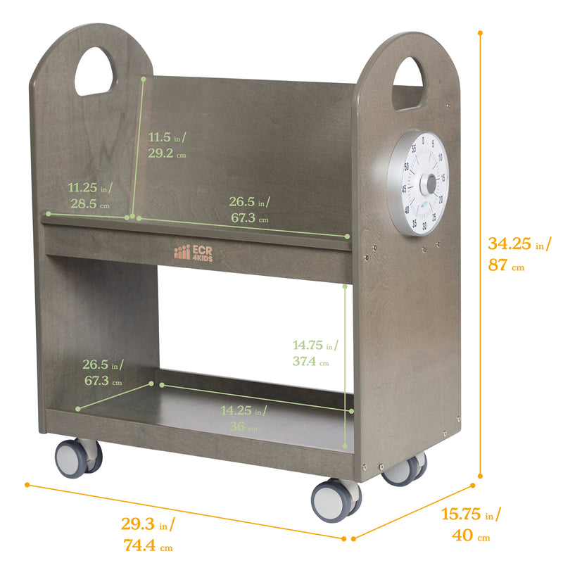 Mobile Book Cart with Countdown Timer, Classroom Bookshelf