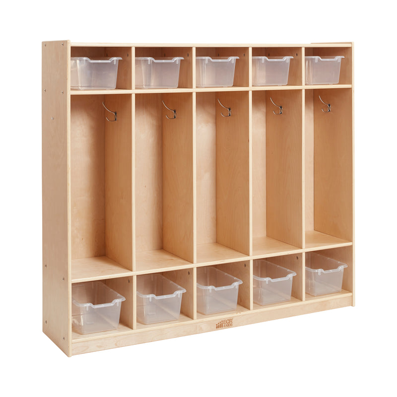 5-Section Straight Coat Locker with 10 Scoop Front Storage Bins