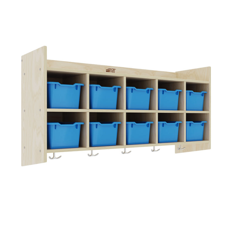 10-Section Hanging Coat Locker with Shelf and 10 Scoop Front Storage Bins