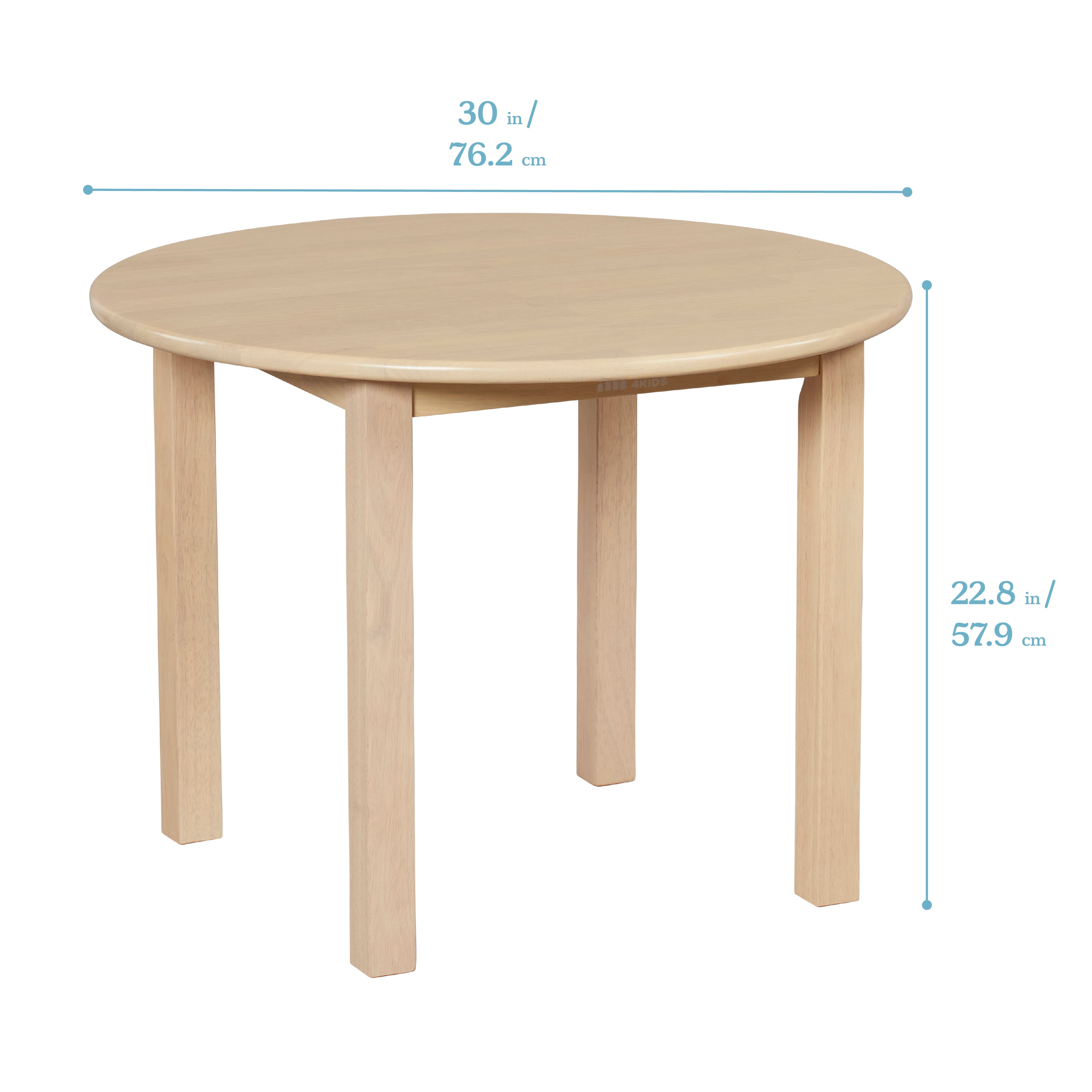 30in D Round Hardwood Table with 22in Legs, Kids Furniture