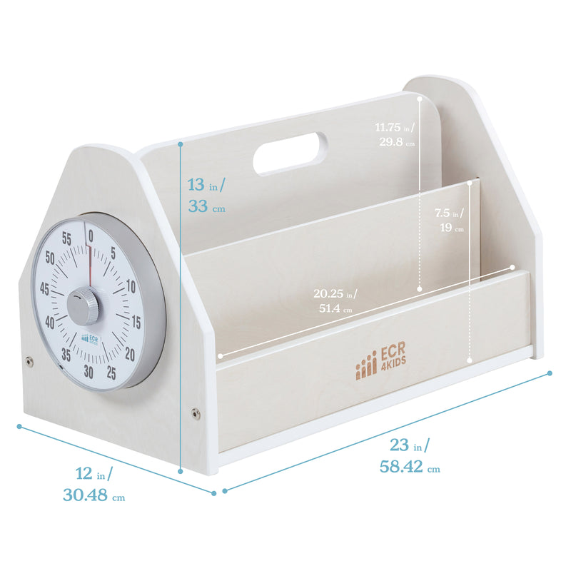 Double-Sided Book Caddy with Countdown Timer and Carry Handle