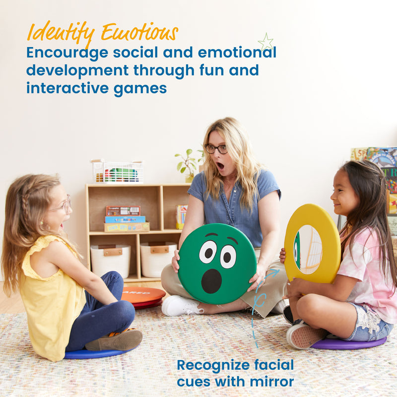 Emotion Pads with Mirror, Trilingual, Expression Cushions, 8-Piece
