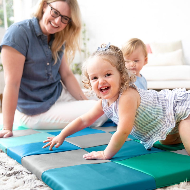 Patchwork Toddler Activity Mat, Folding Tummy Time Foam Playmat