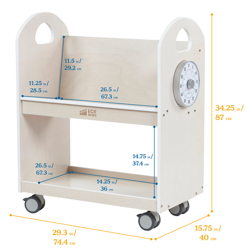 Mobile Book Cart with Countdown Timer, Classroom Bookshelf