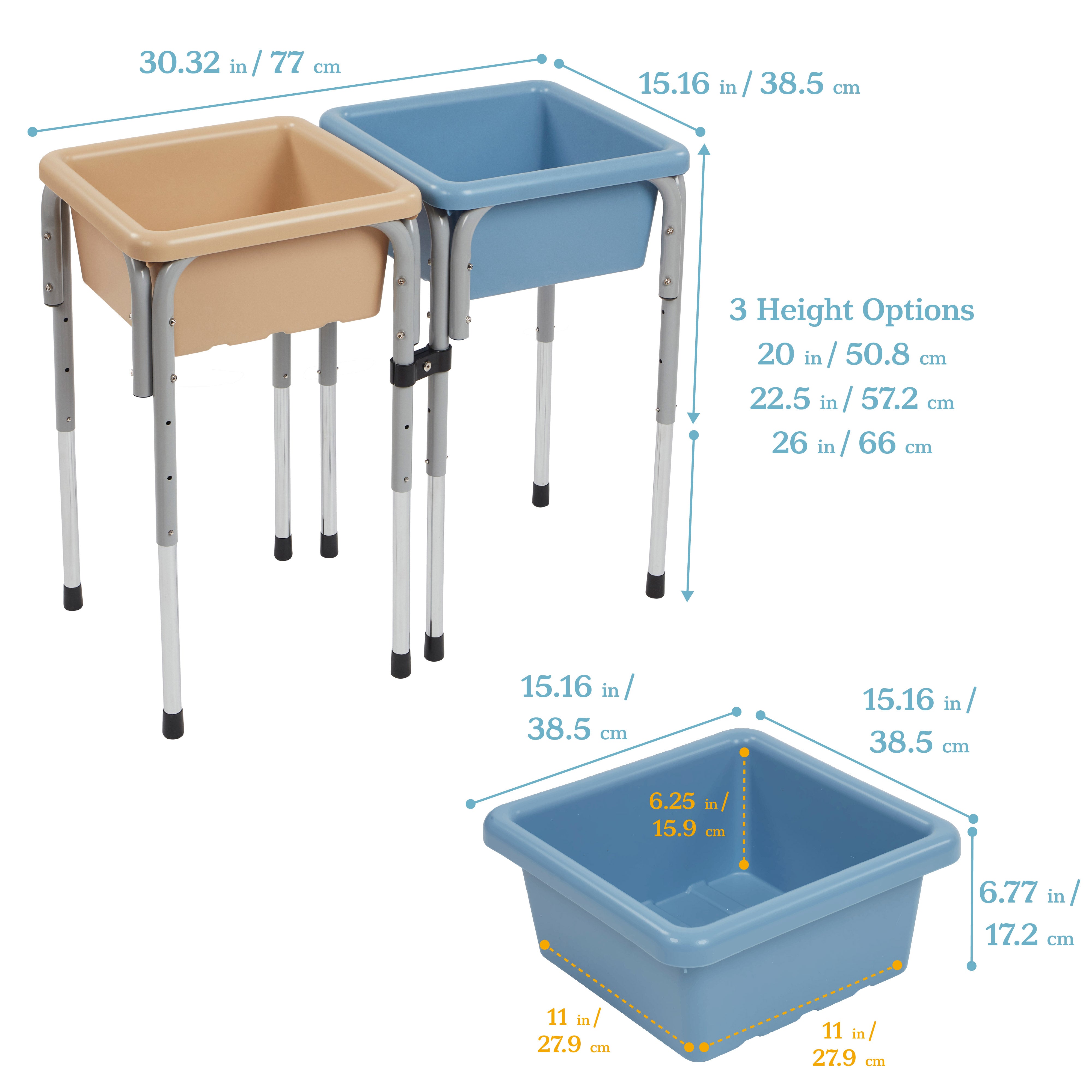 2-Station Sand and Water Adjustable Play Table, Sensory Bins