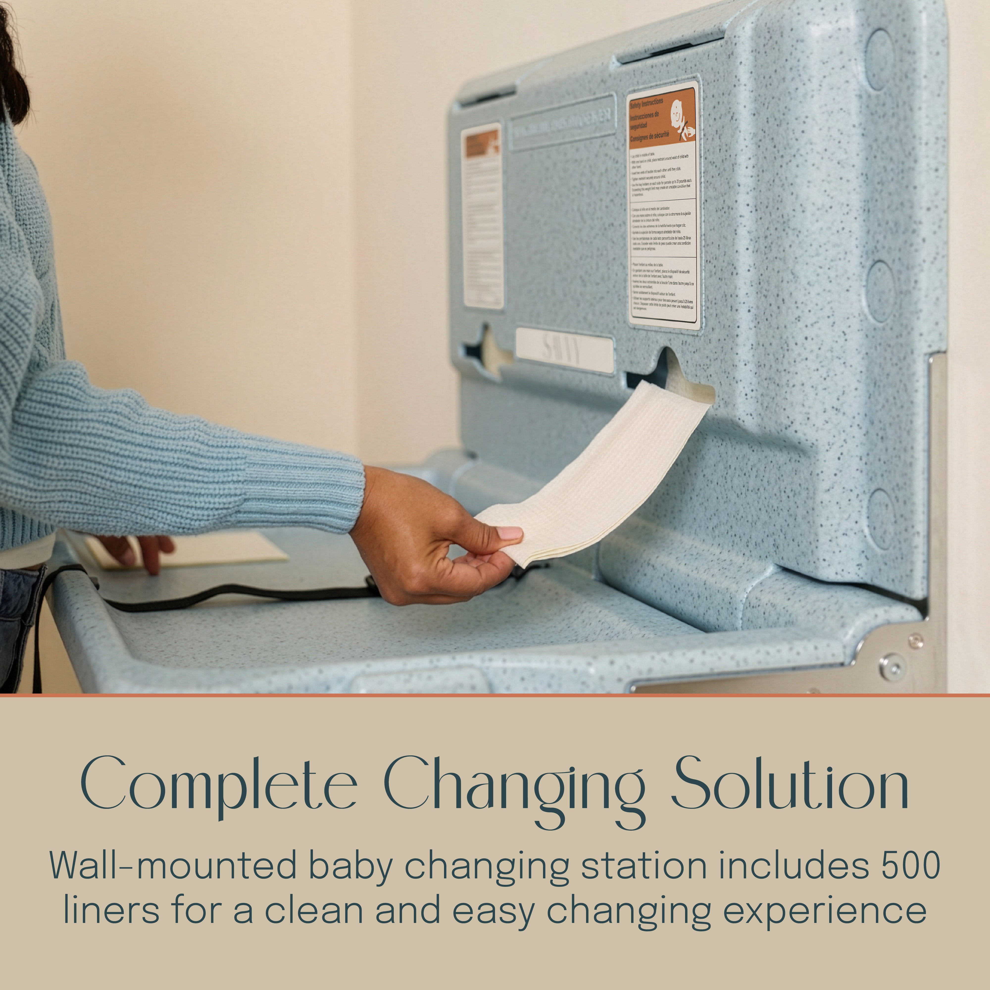 Commercial Wall-Mounted Baby Changing Station with 500 Disposable Sanitary Liners