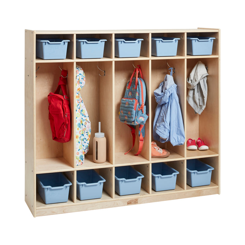 5-Section Coat Locker with 10 Scoop Front Storage Bins