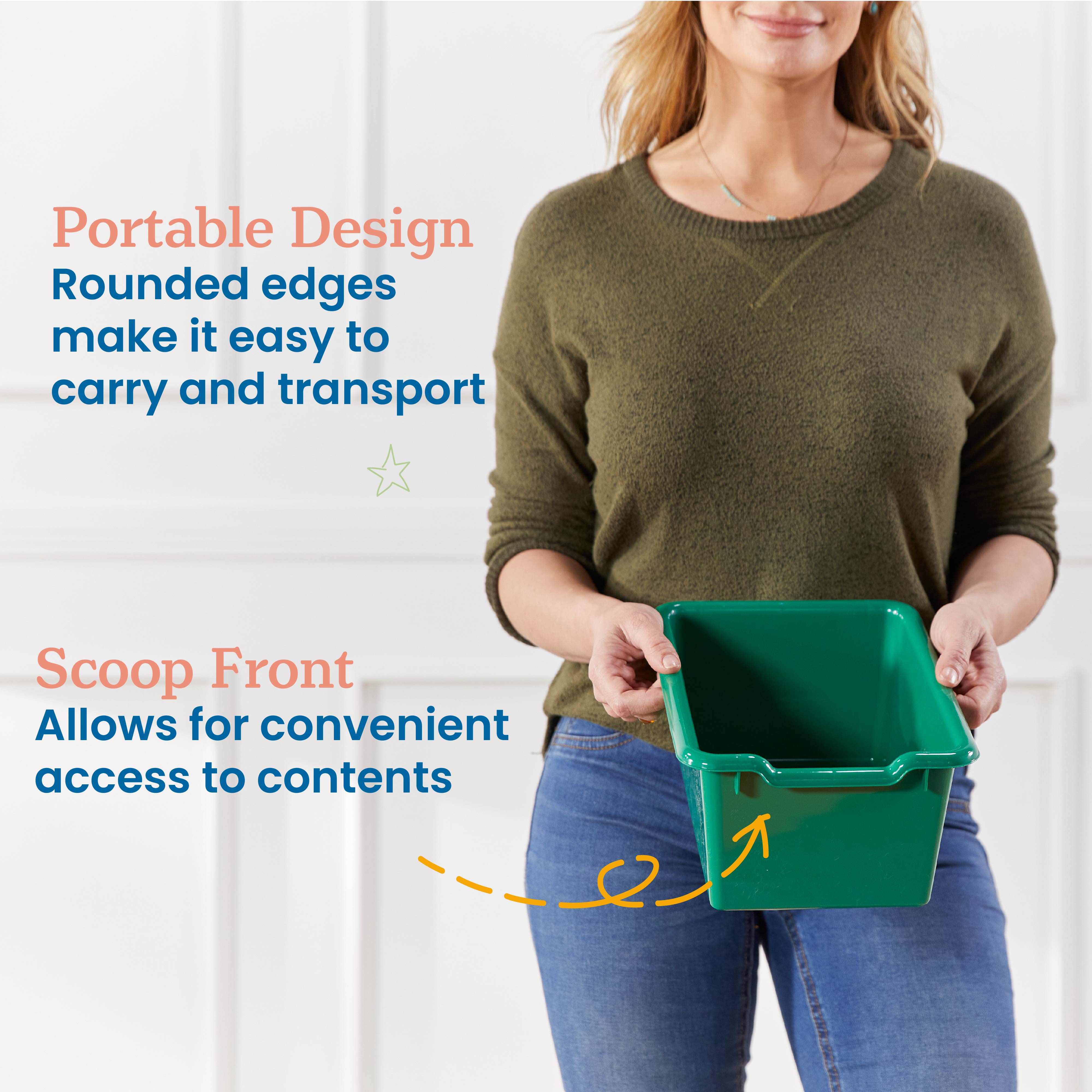 Streamline 15 Cubby Tray Cabinet with 15 Scoop Front Storage Bins, 3x5, Natural