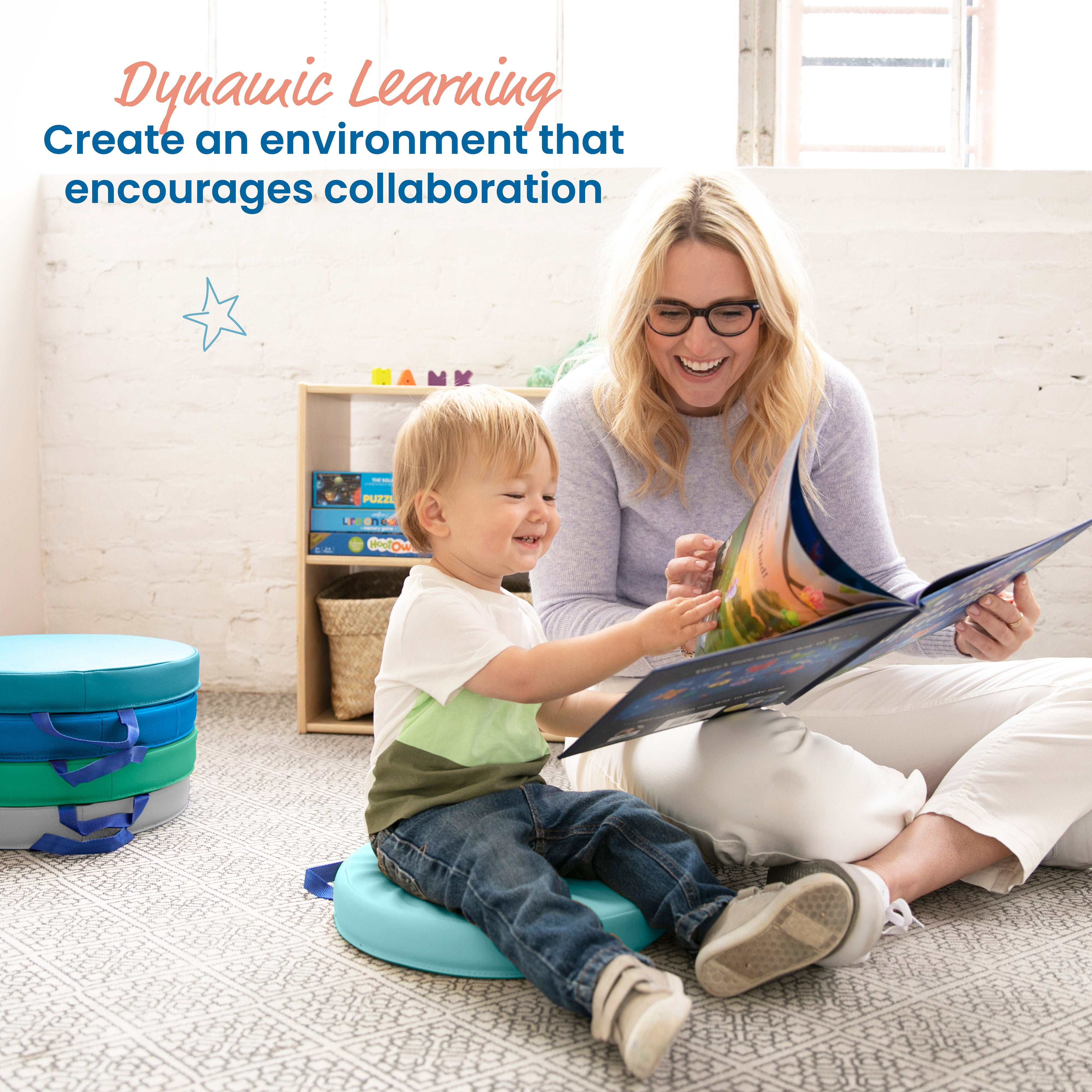 Round Floor Cushions and Mobile Cushion Cart, 12-Piece