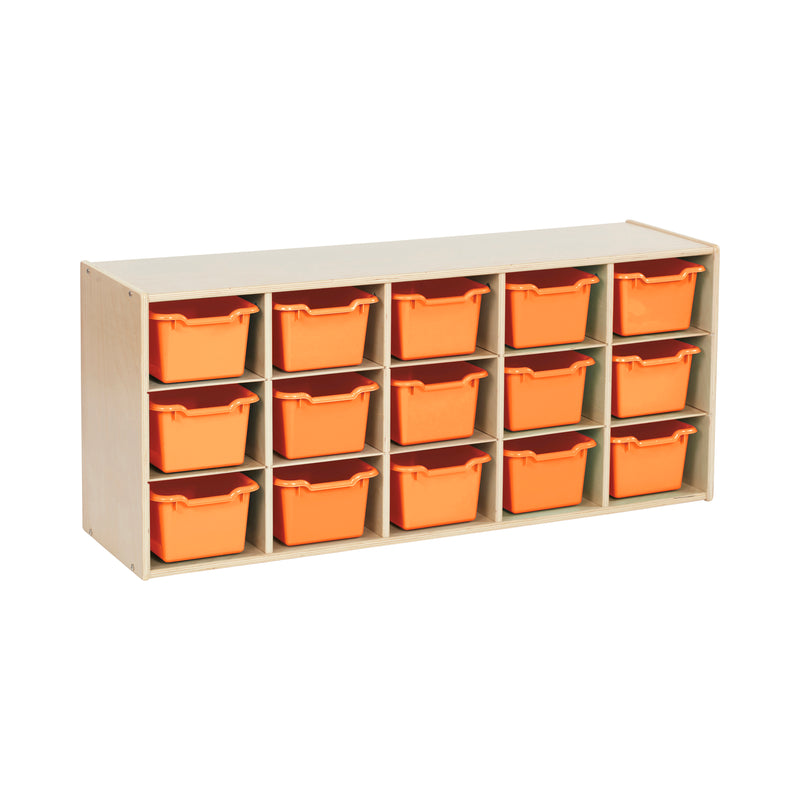 Streamline 15 Cubby Tray Cabinet with Scoop Front Storage Bins, 3x5