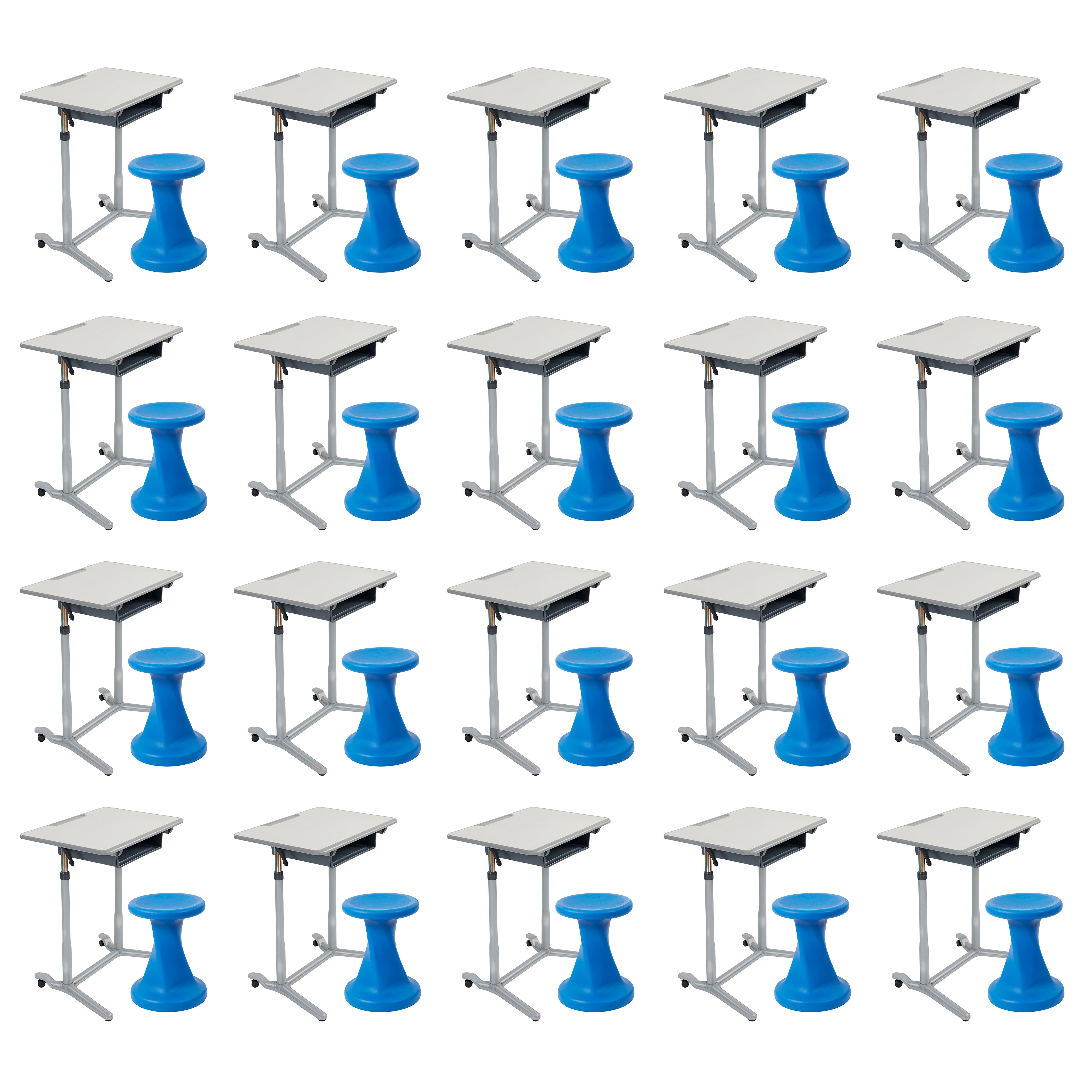 Flexible Classroom Package with 3S Mobile Desks and Twist Stools