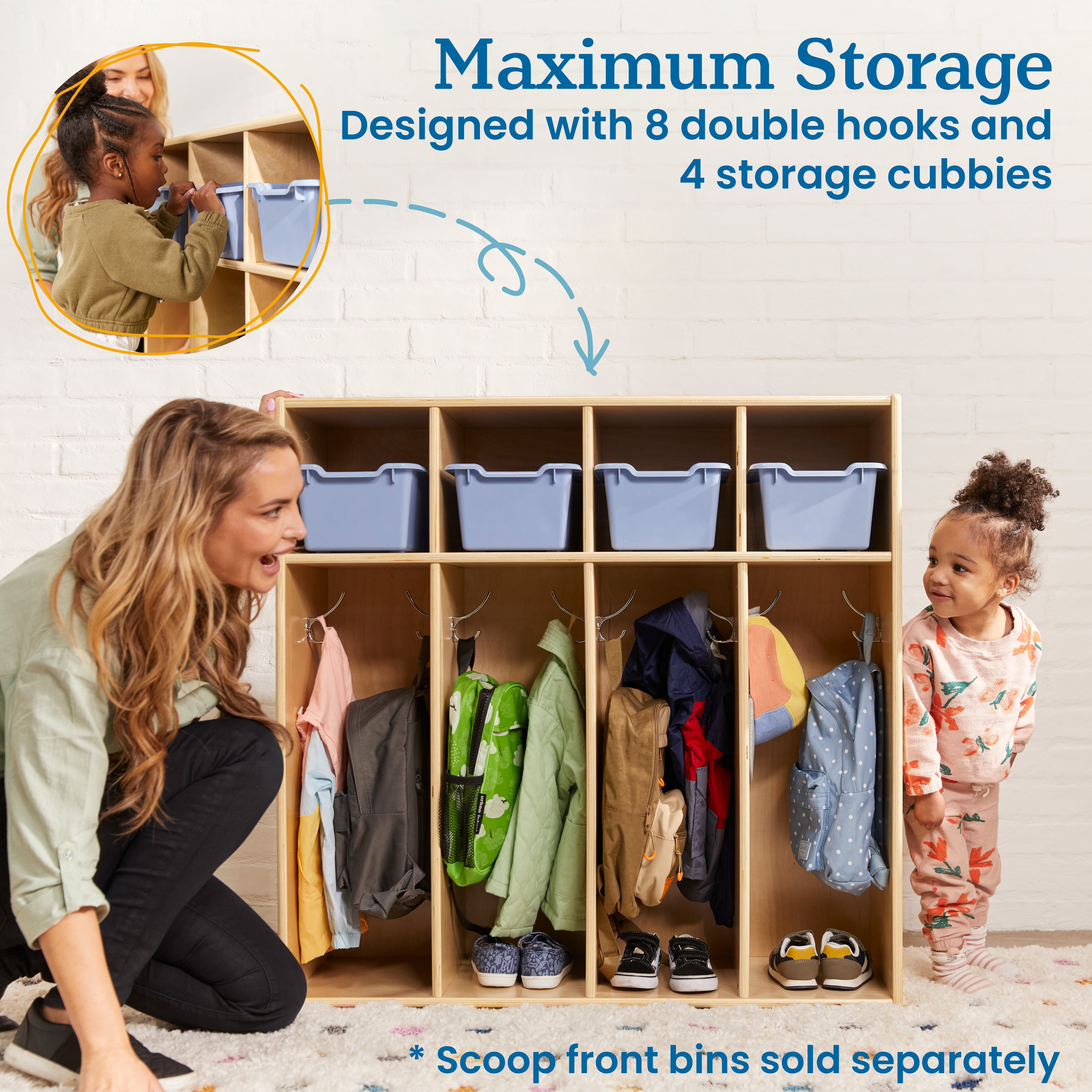 Streamline 4-Section Coat Locker, Toddler Size