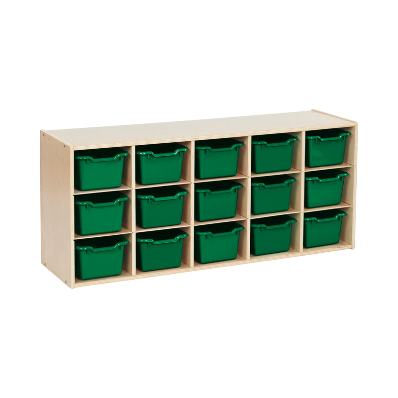Streamline 15 Cubby Tray Cabinet with Scoop Front Storage Bins, 3x5