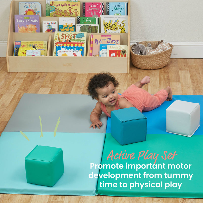 Fold-N-Go Activity Mat and Patchwork Toddler Foam Block Playset