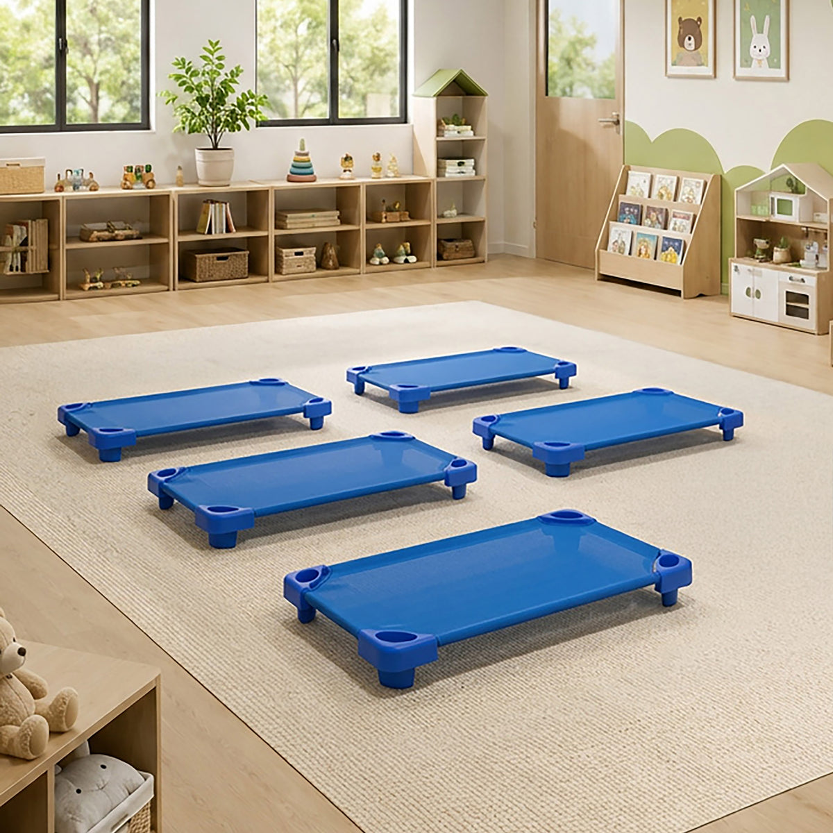 Stackable Kiddie Cots, Fully Assembled, Toddler Size, 40 x 23-Inch, 5-Pack