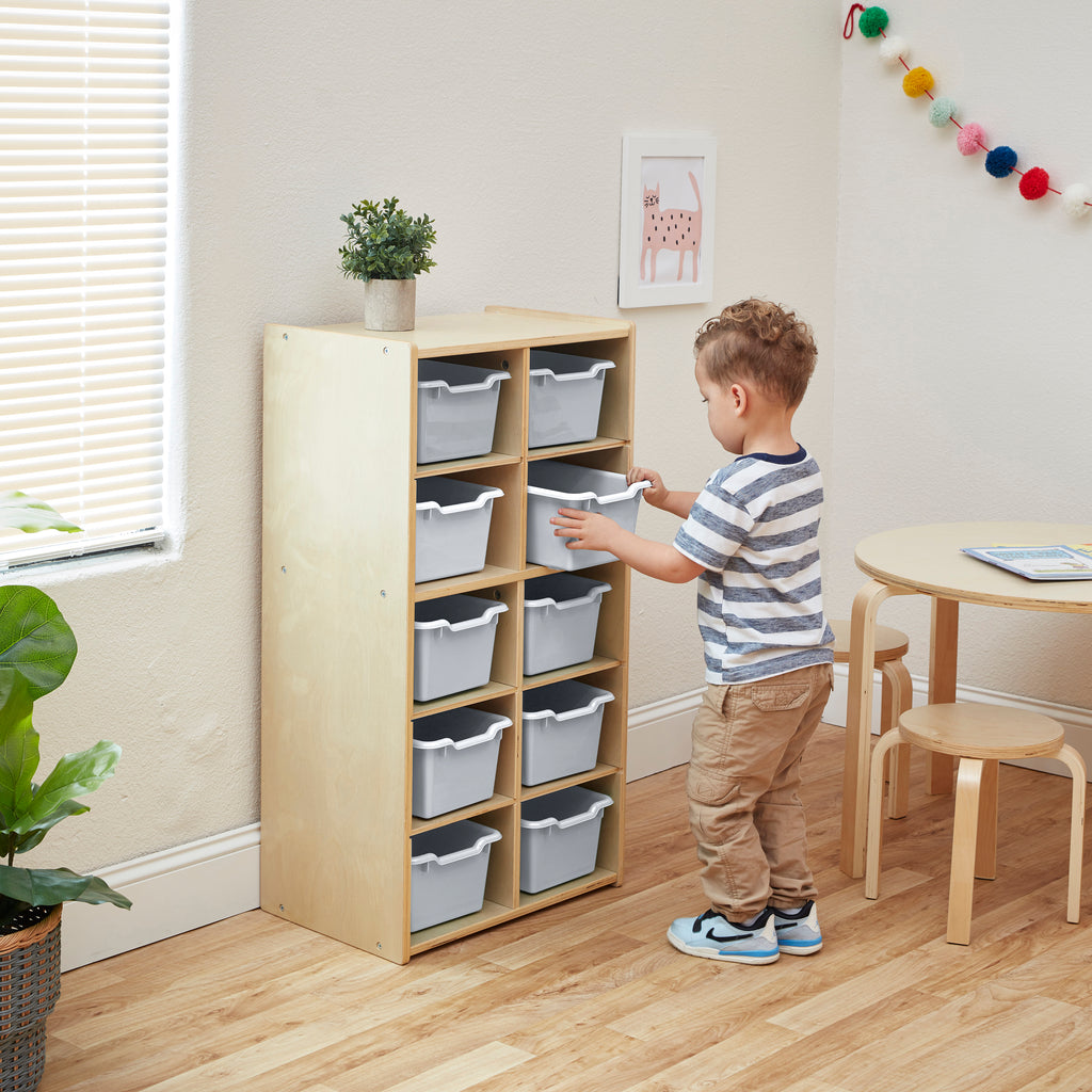 10 Cubby Mobile Tray Cabinet with 10 Scoop Front Storage Bins