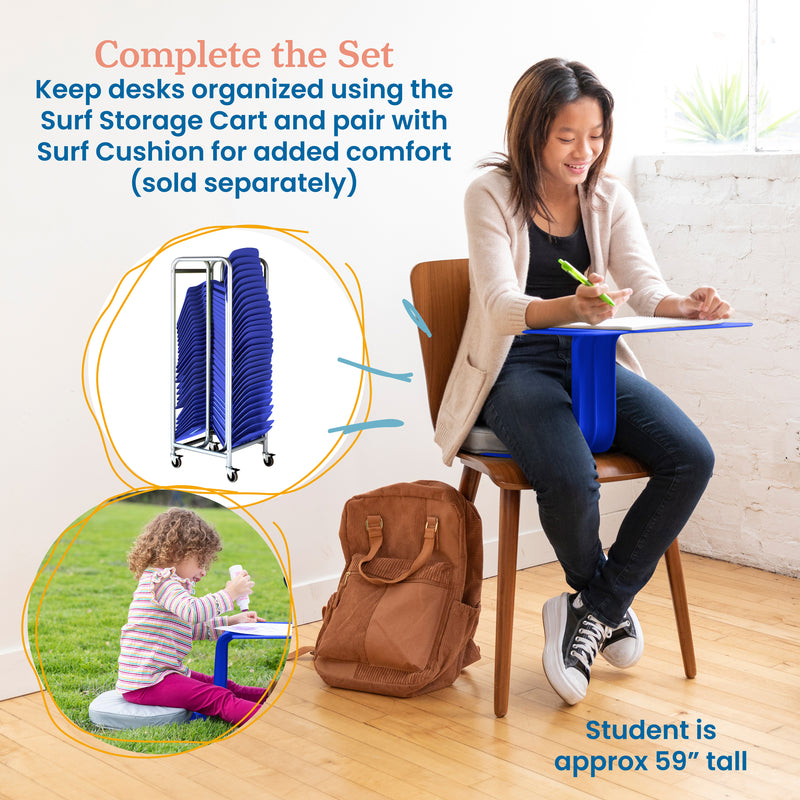 The Surf Portable Lap Desk, Kids Floor Desk, One-Piece Writing Table, Flexible Seating, 10-Pack
