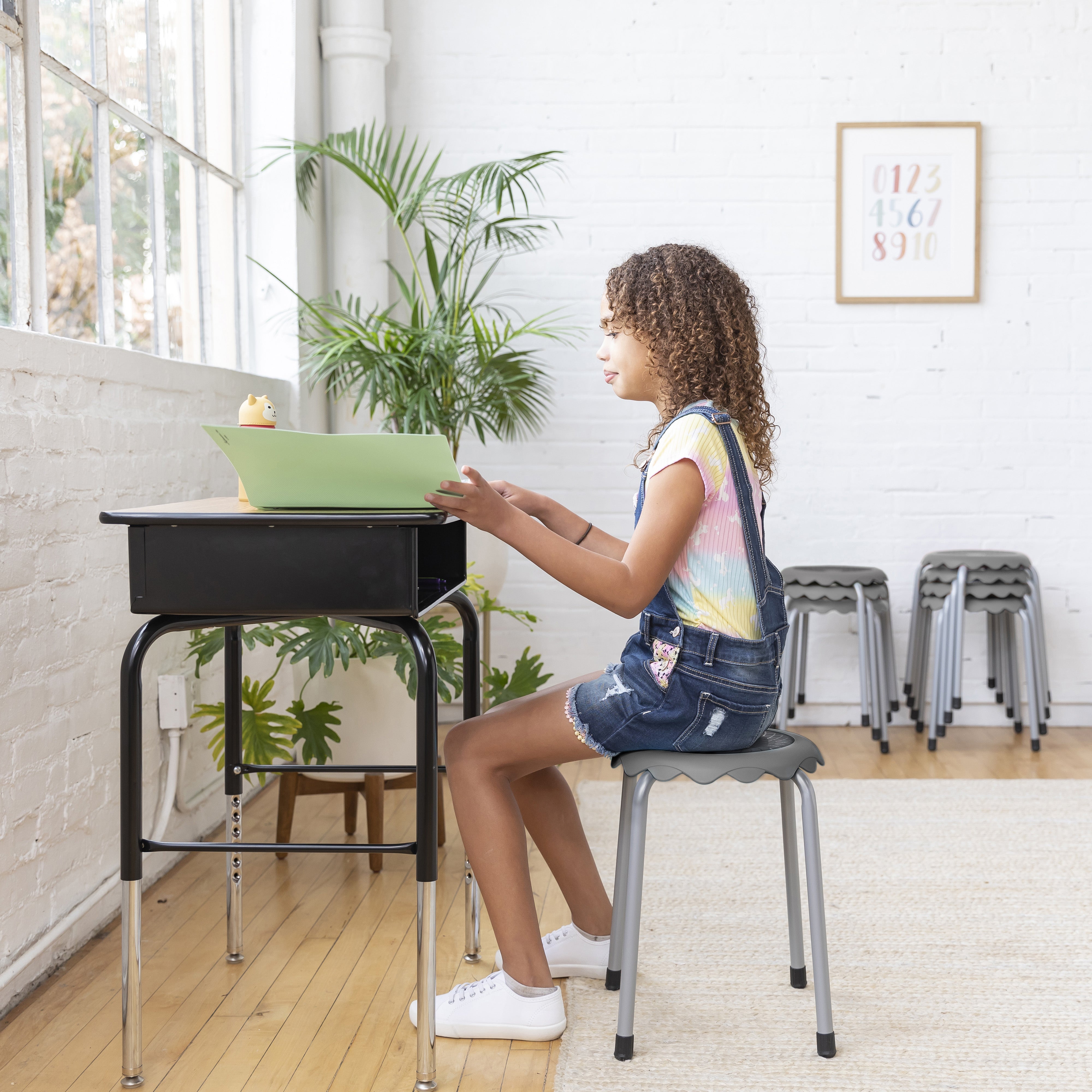 Daisy Stackable Stool with Glides Seating Set, 8-Piece