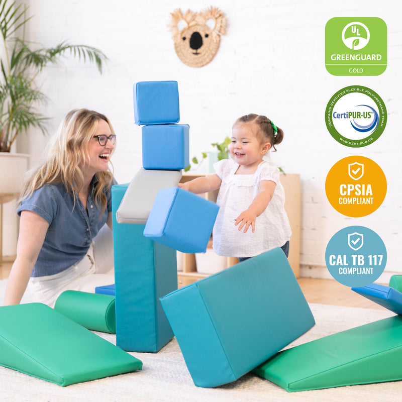Soft Unit Blocks Building Foam Blocks, Large Unit-Style Soft Builder Blocks, 16-Piece