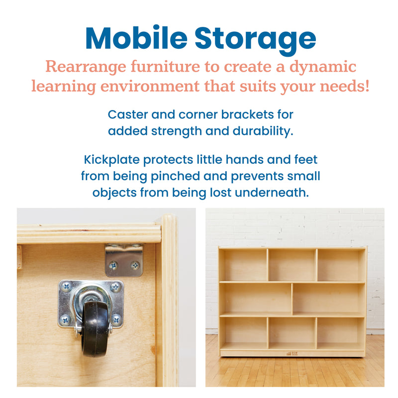 8-Compartment Mobile Storage Cabinet, 36in High