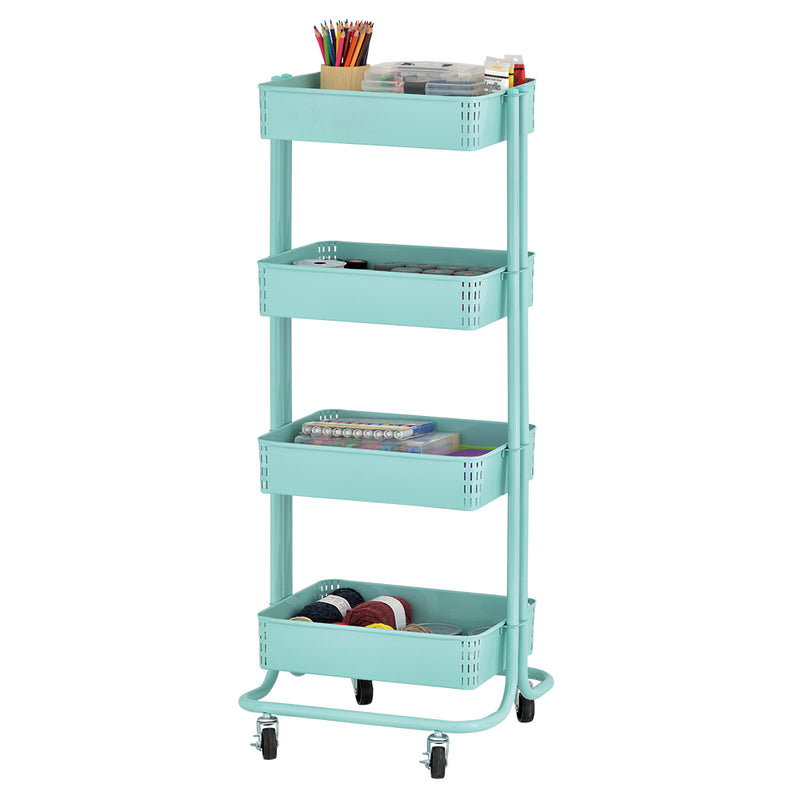 4-Tier Metal Rolling Utility Cart, Mobile Storage Organizer