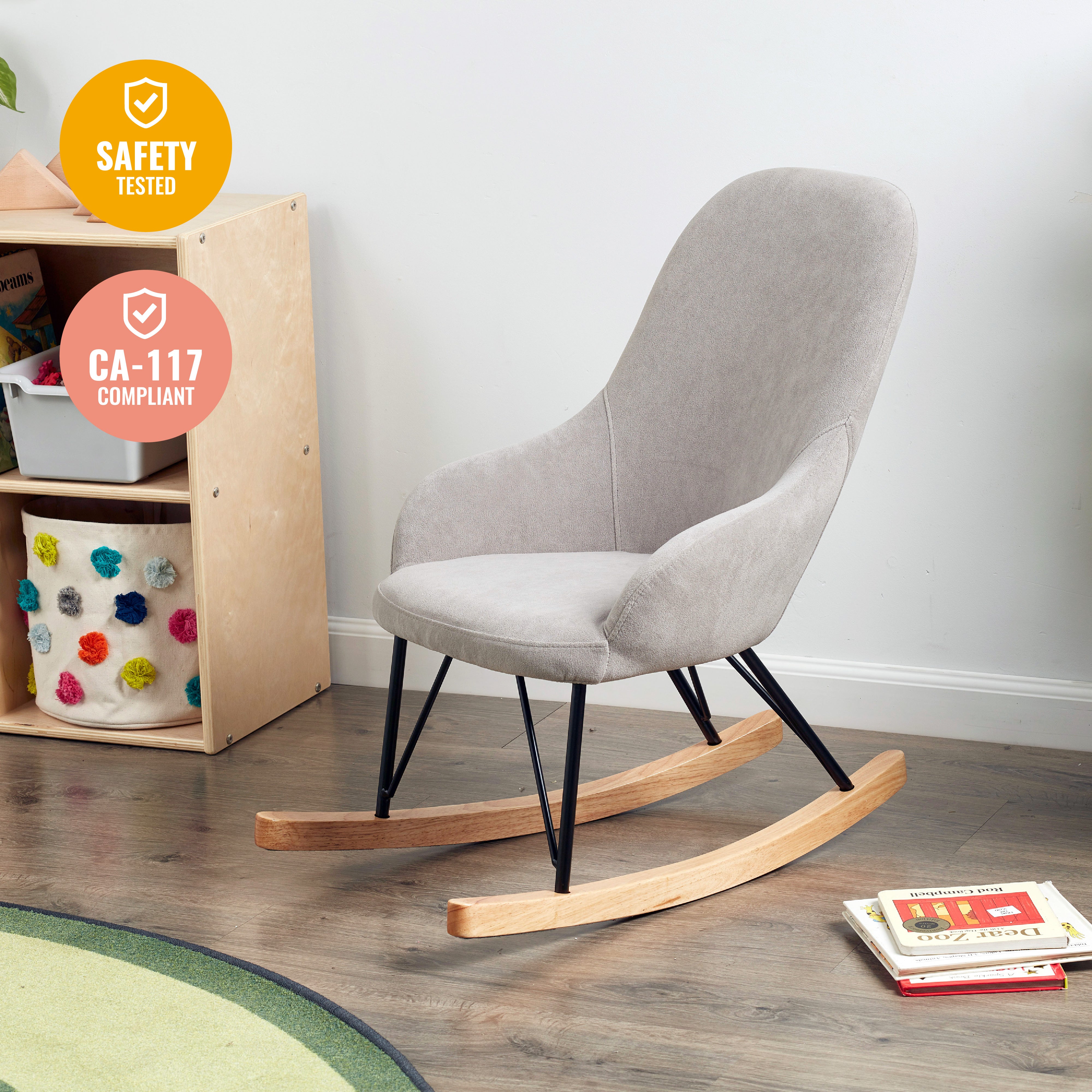 Children’s Modern Rocking Chair, Upholstered Accent Chair