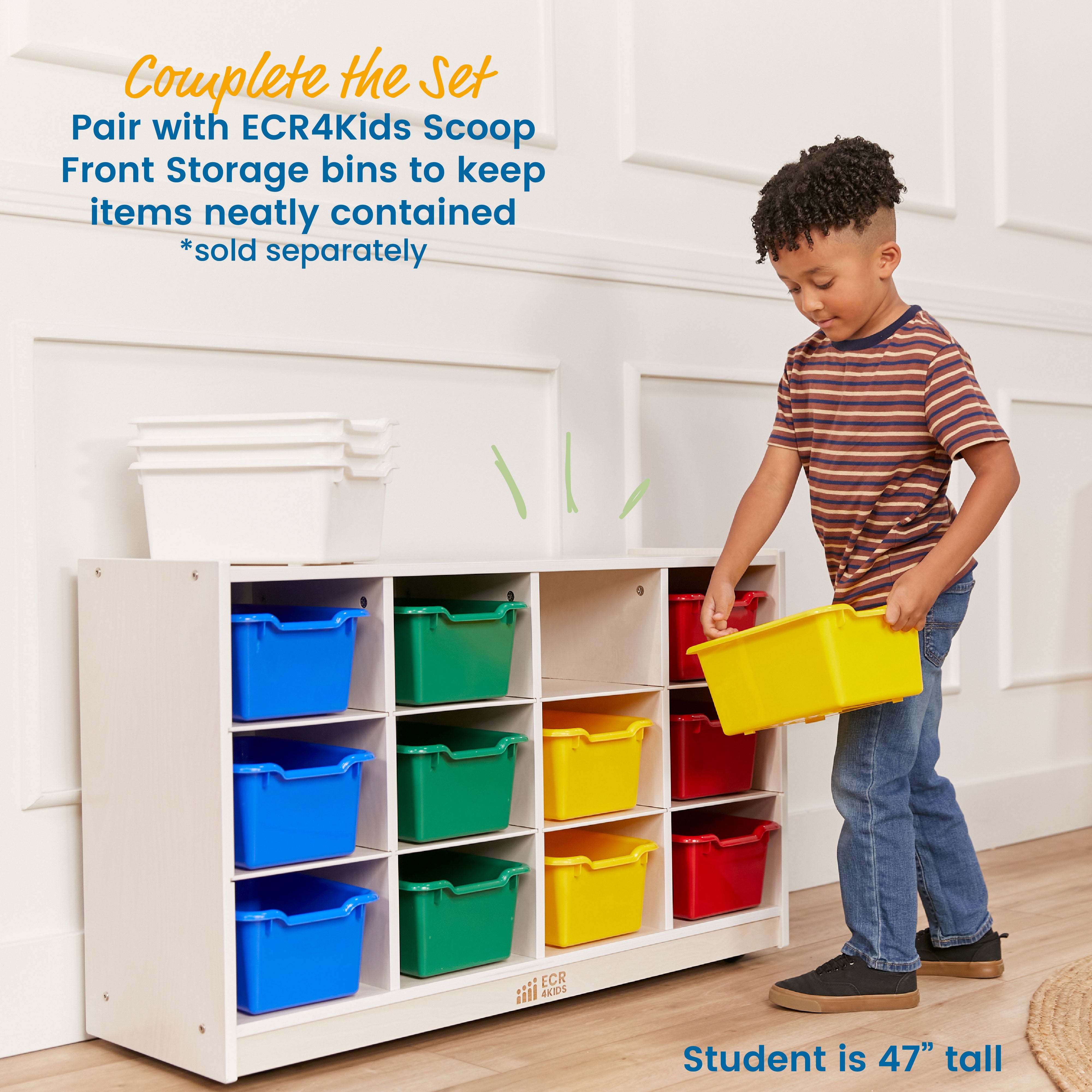 12 Cubby Mobile Tray Storage Cabinet, 3x4, Classroom Furniture