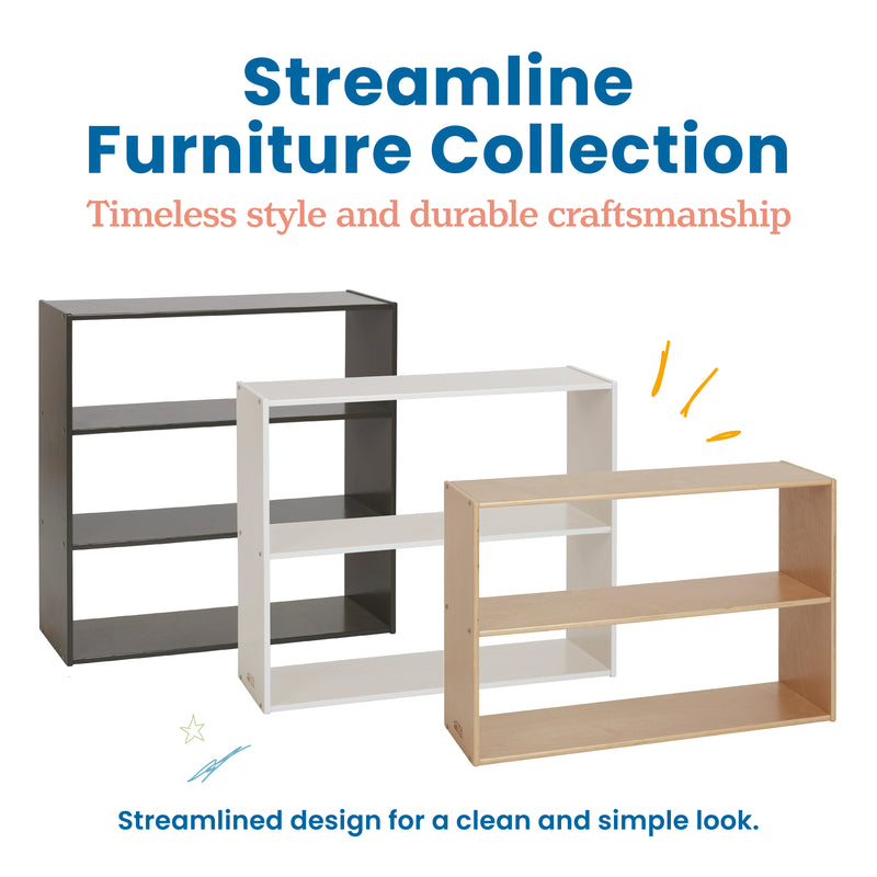 Streamline 2-Shelf Storage Cabinet without Back 24in High, Double-Sided