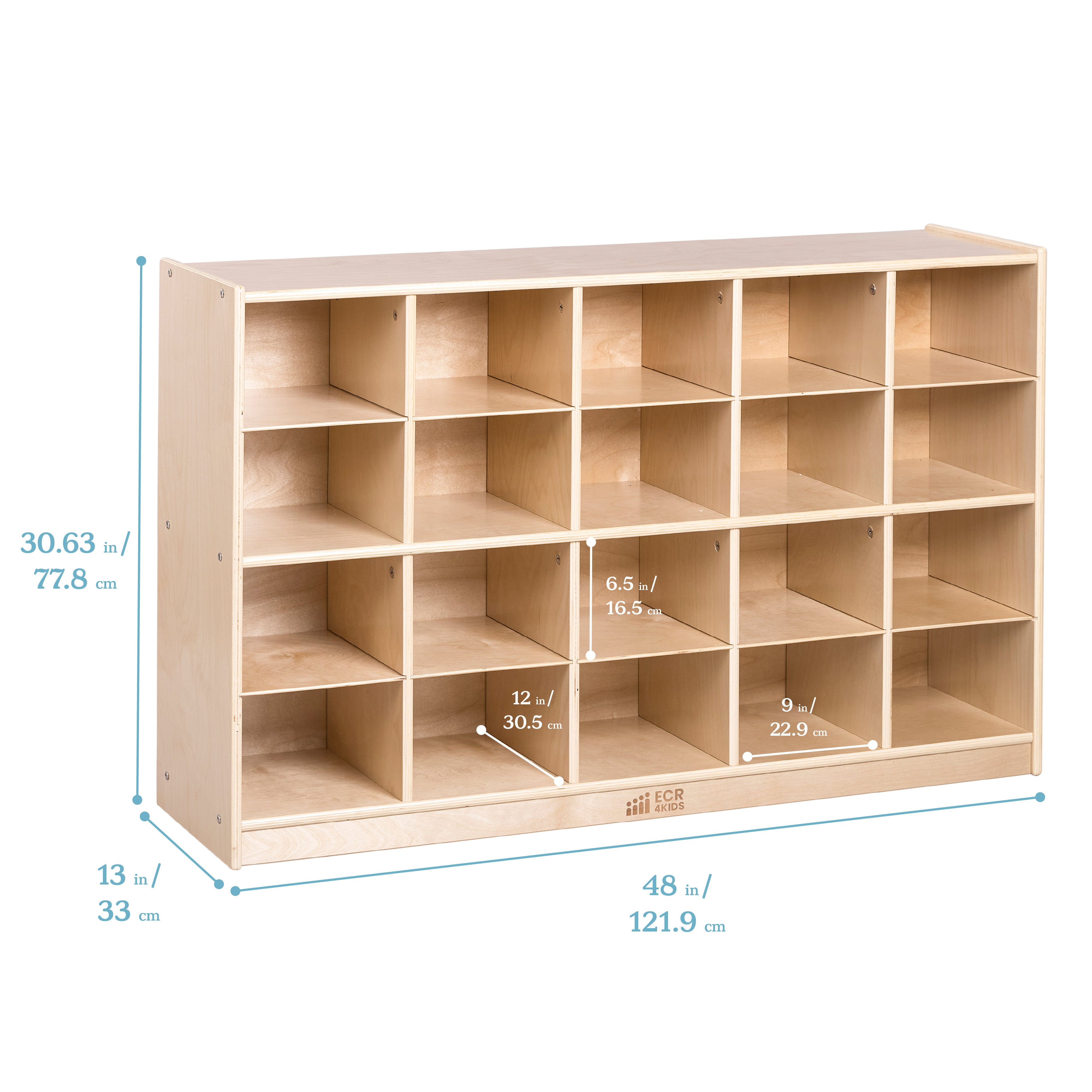 20 Cubby Tray Cabinet with Scoop Front Storage Bins