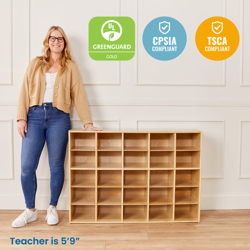Streamline 25 Cubby Tray Storage Cabinet, 5x5, Classroom Furniture