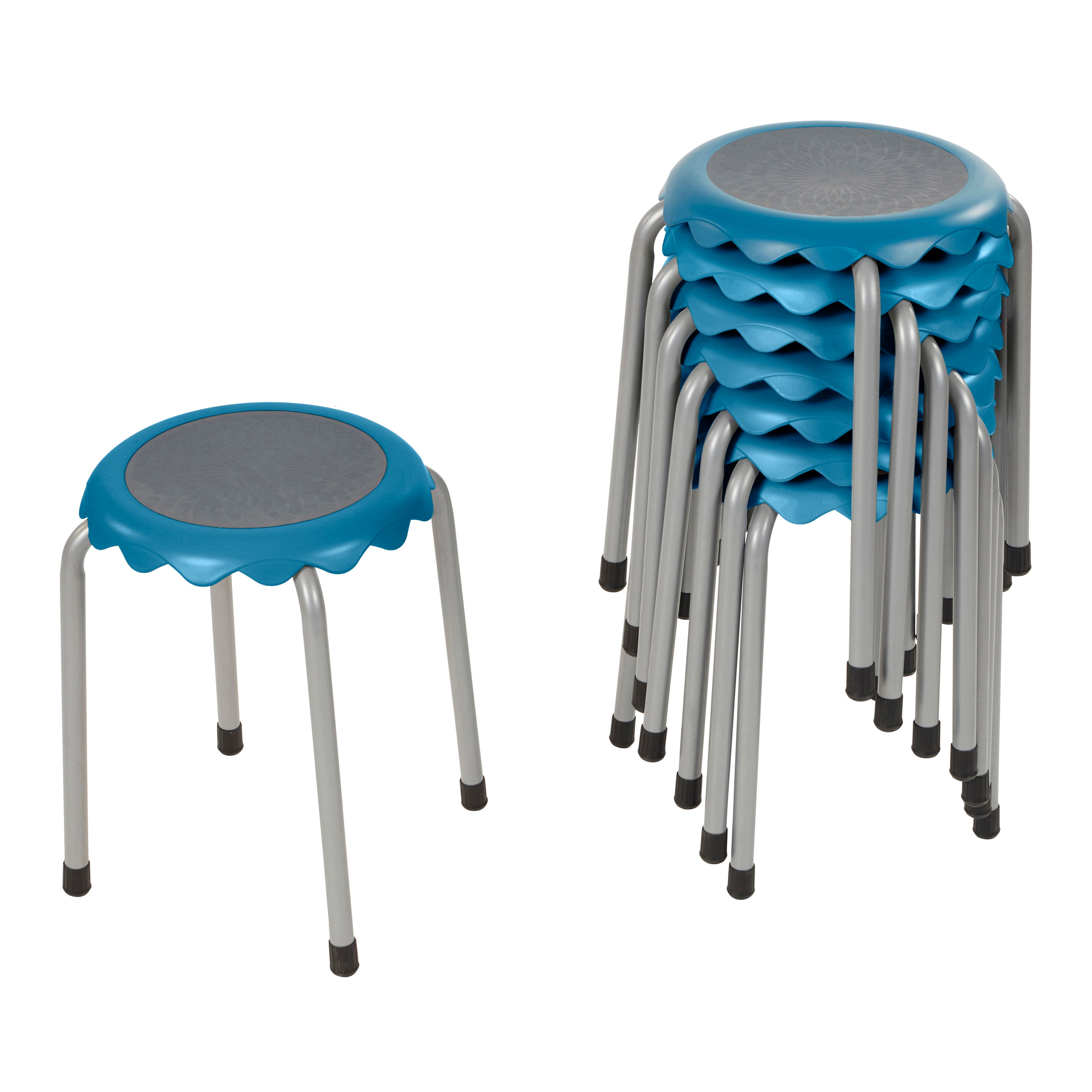 Blossom Stackable Plastic Stools, 8-Piece