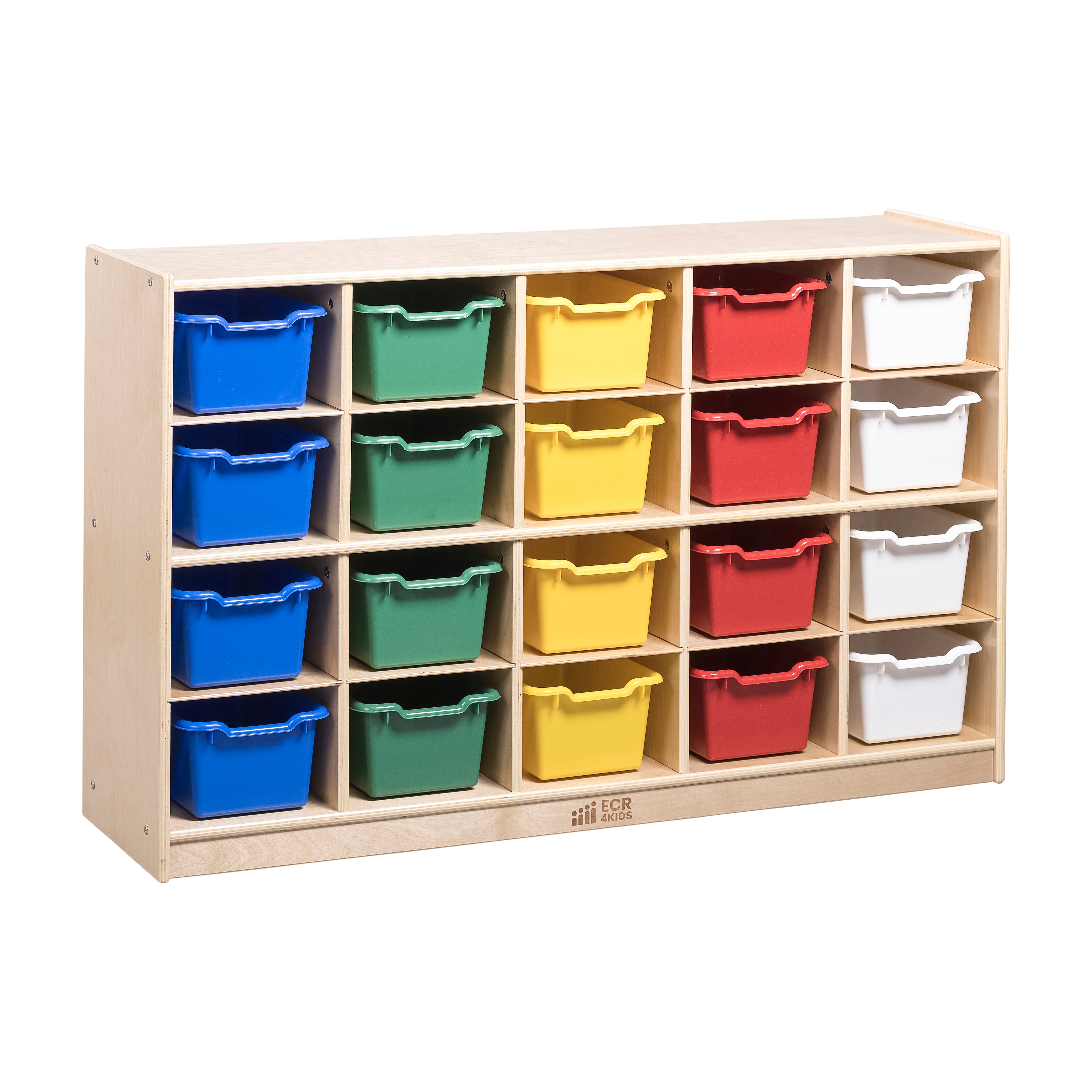 20 Cubby Mobile Tray Cabinet with 20 Scoop Front Storage Bins