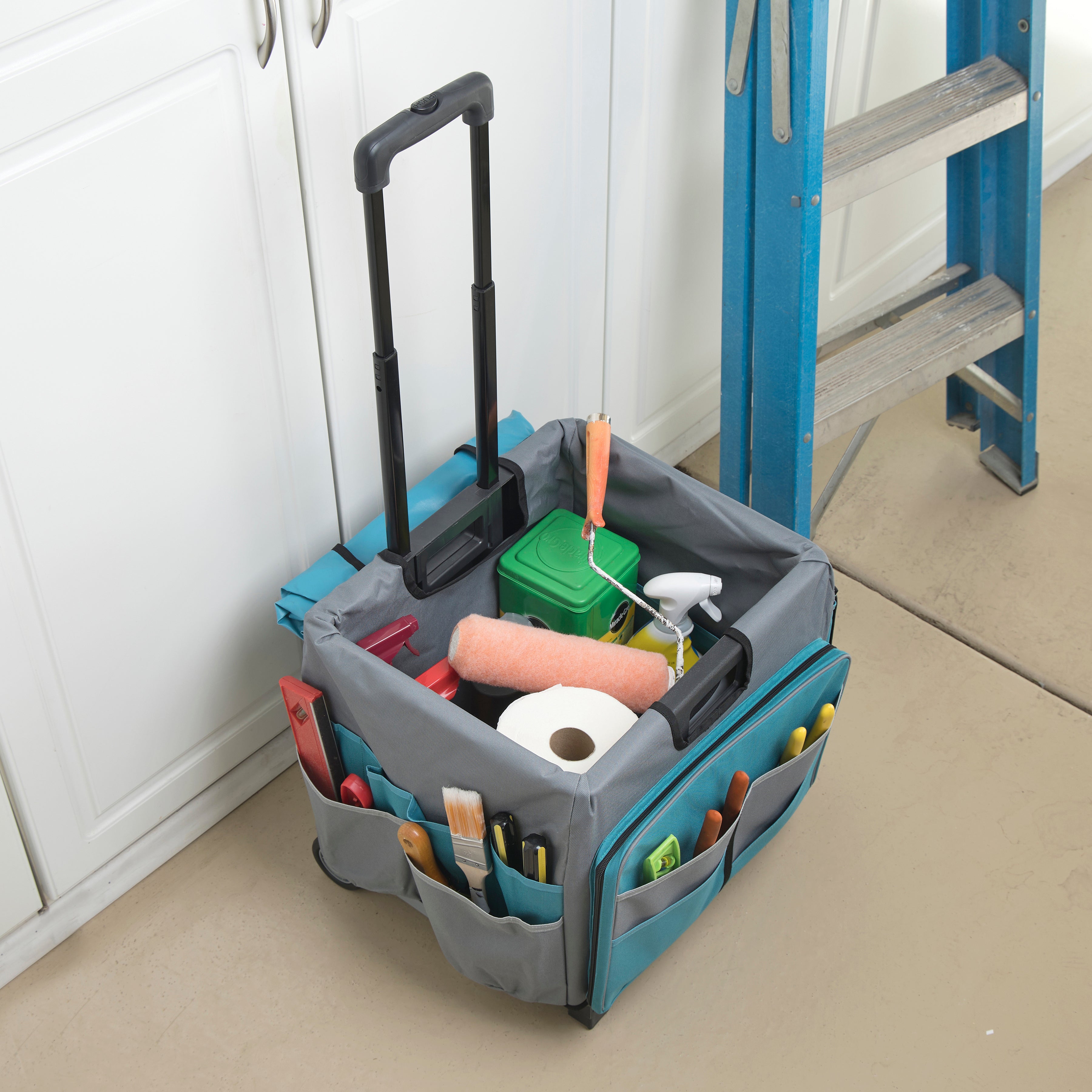 Mobile Folding Utility Cart with Canvas Storage Organizer Bag