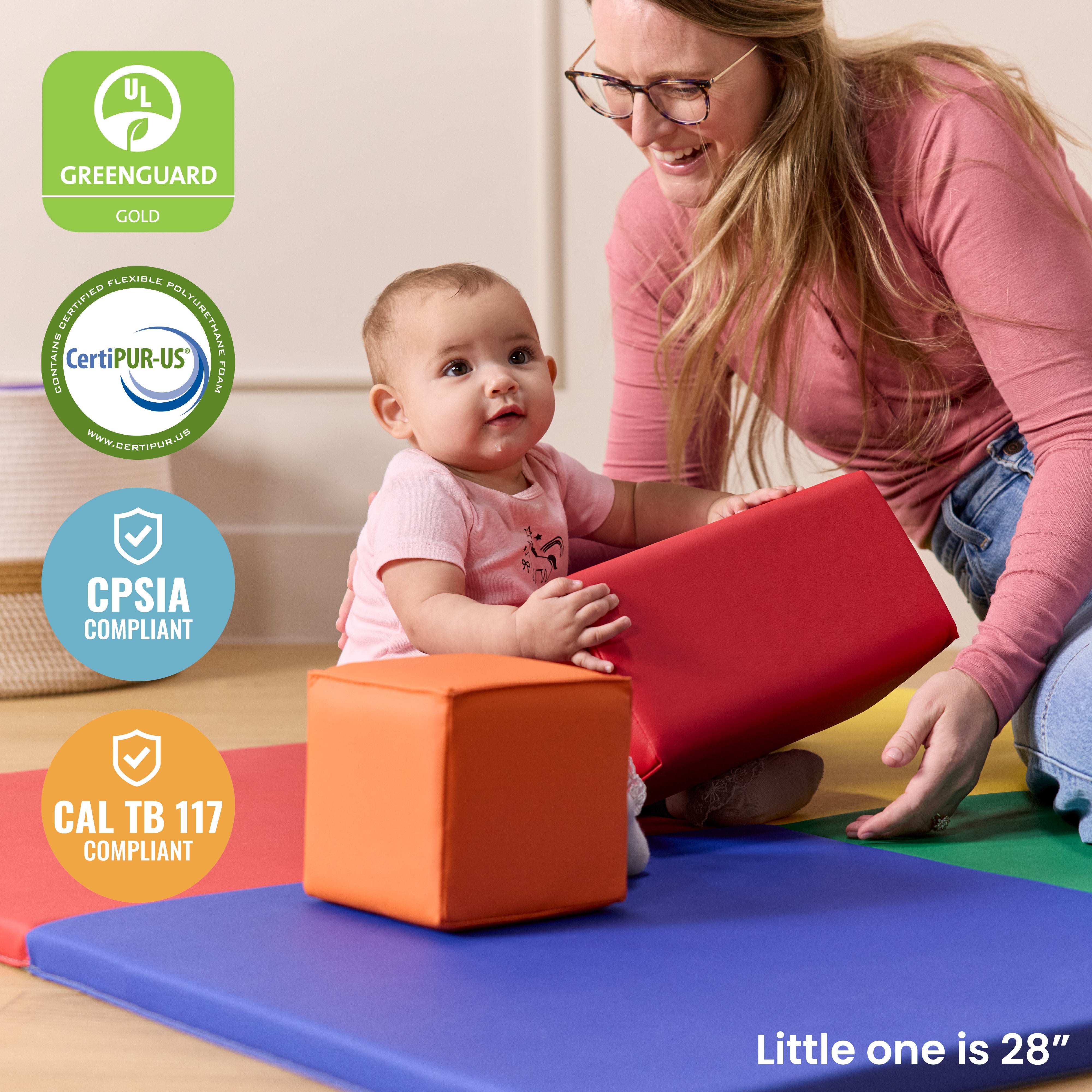 Quad Fold-N-Go Activity Mat and Toddler Blocks, 8-Piece