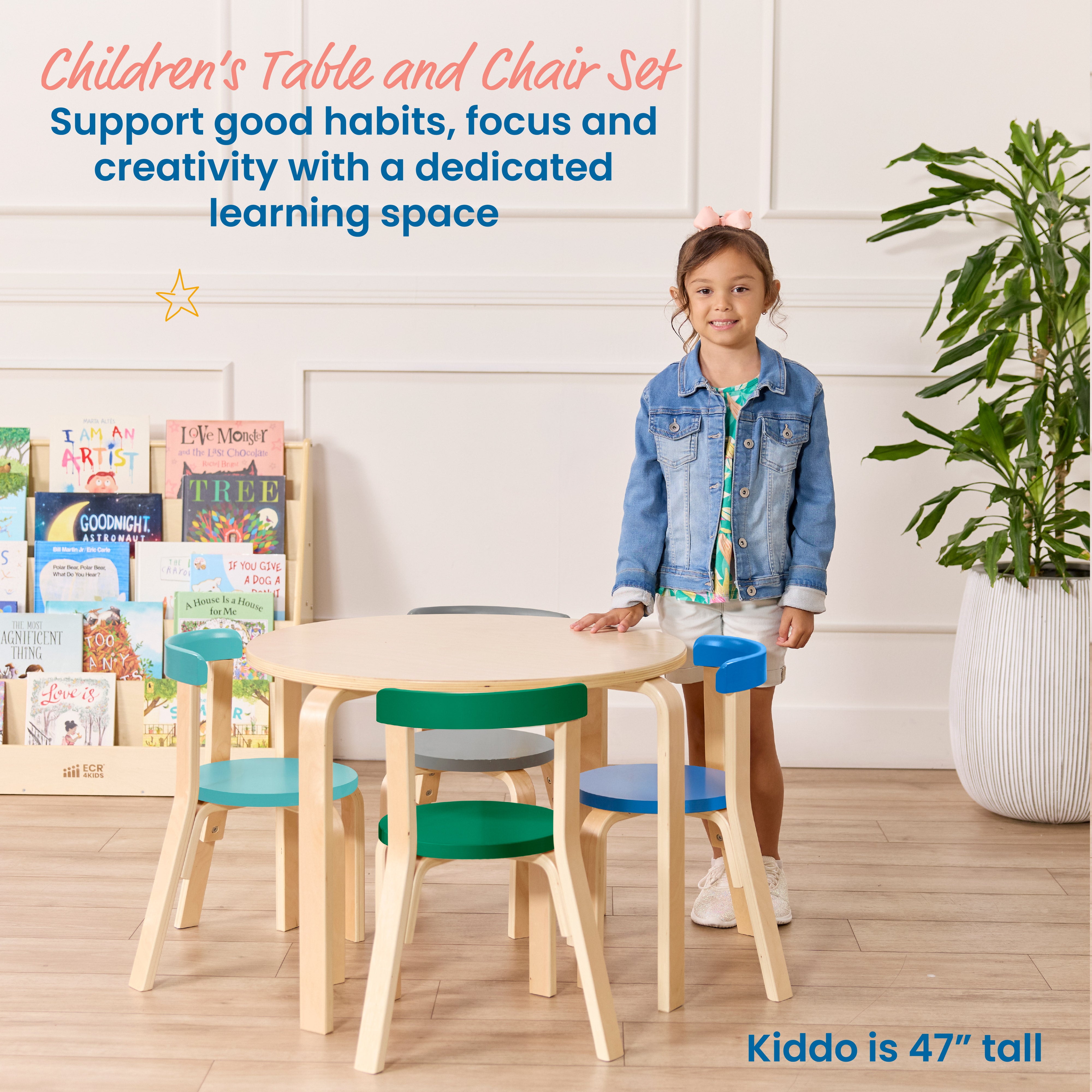 Bentwood Table and Curved Back Chair Set, 5-Piece