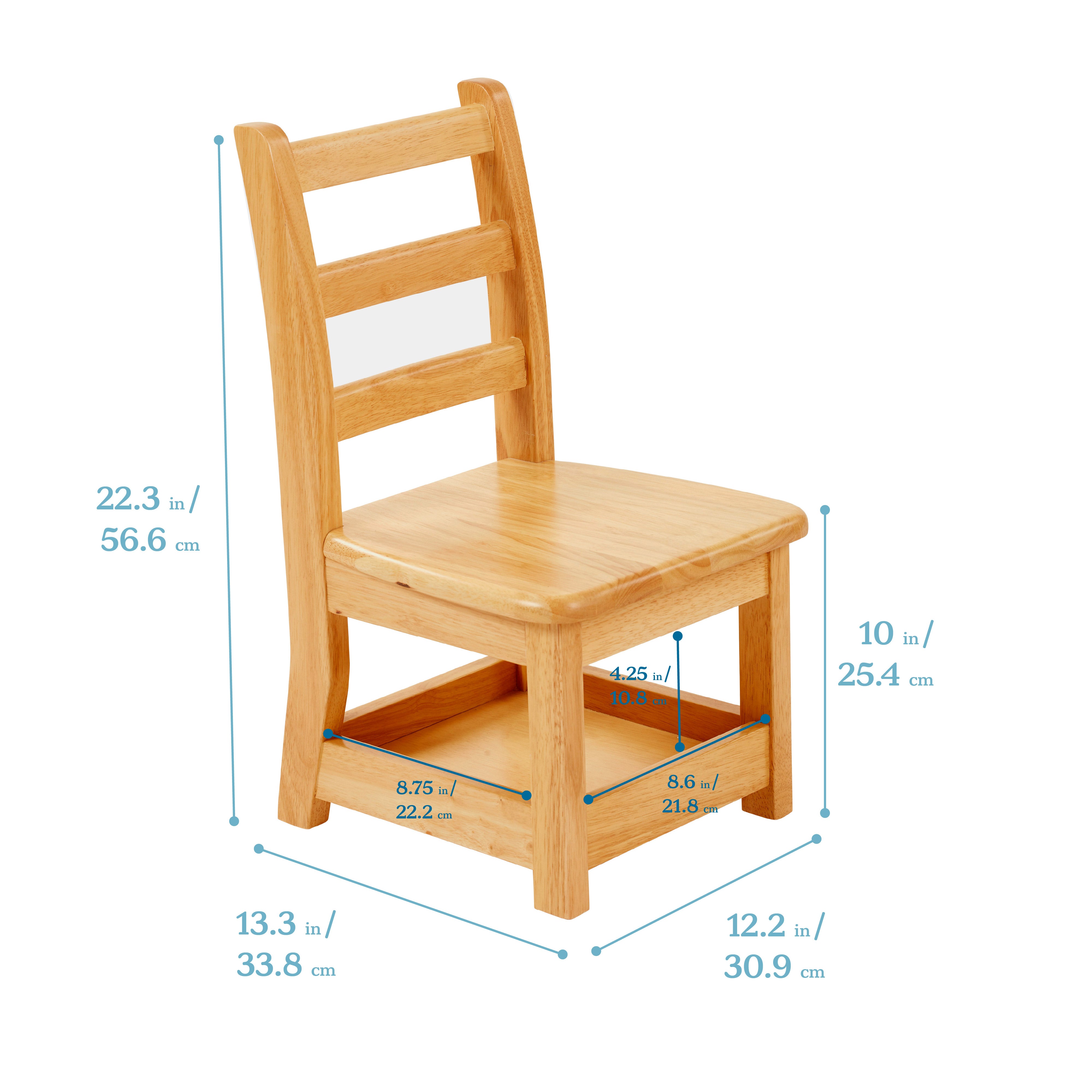 Three Rung Ladderback Chair with Storage, 2-Pack - Assembled