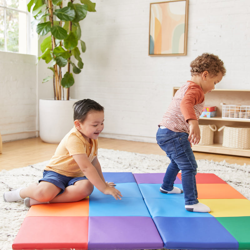 Square Dance Activity Play Mat, Colorful Tummy Time Folding Foam Mat