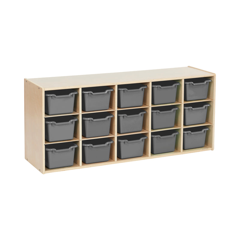 Streamline 15 Cubby Tray Cabinet with Scoop Front Storage Bins, 3x5