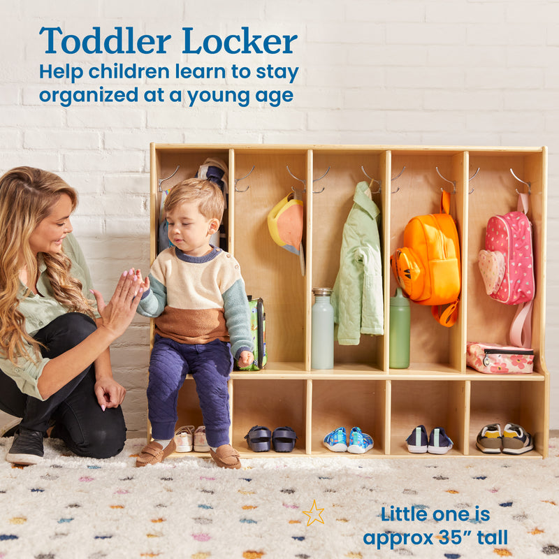 Streamline 5-Section Toddler Coat Locker with Bench