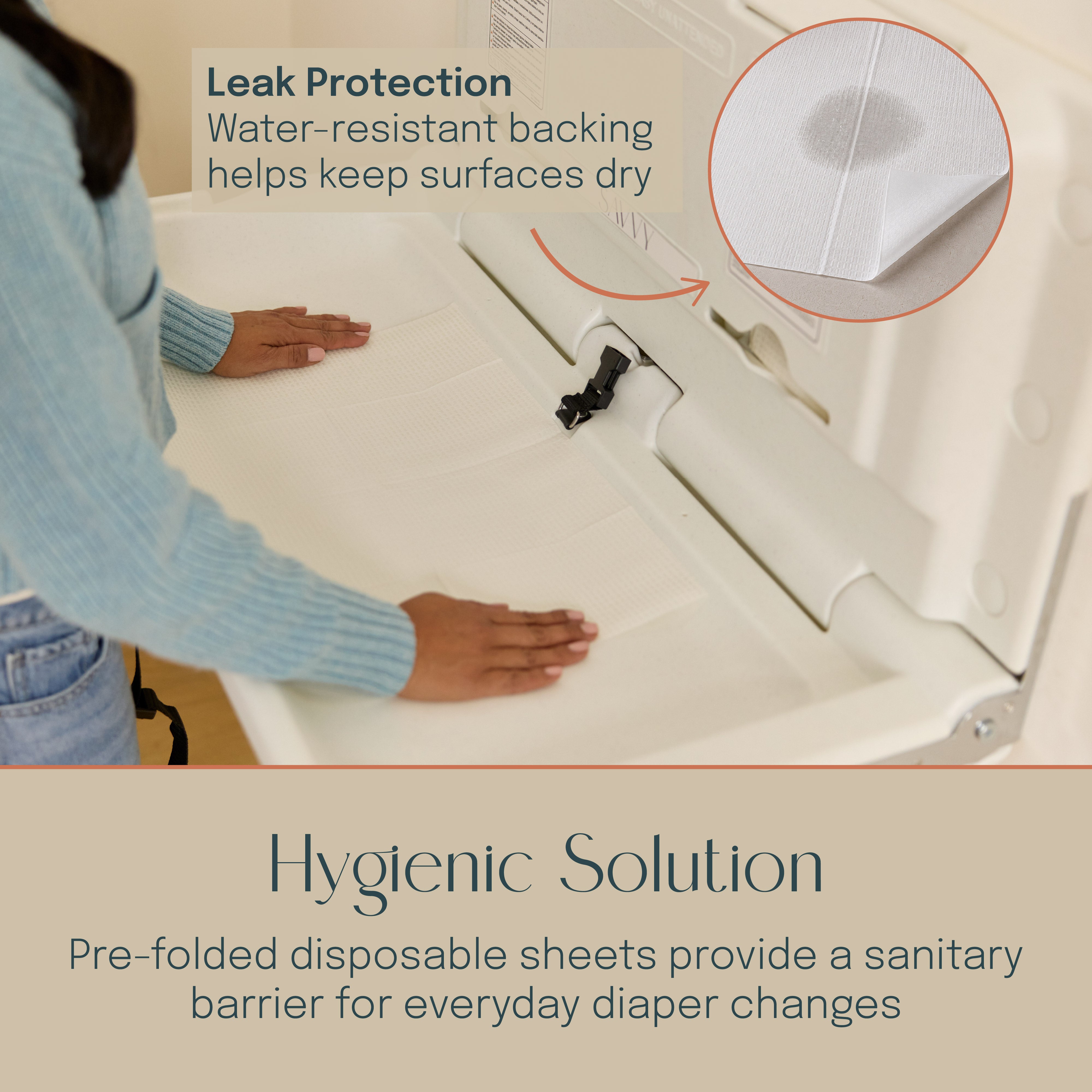 Commercial Wall-Mounted Baby Changing Station with 500 Disposable Sanitary Liners