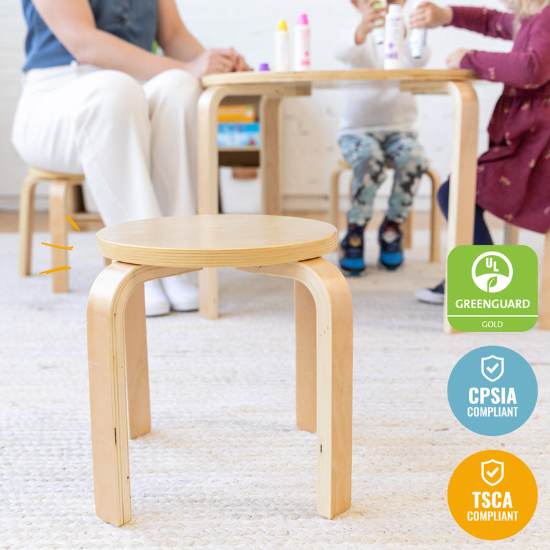 Bentwood Round Table and Stool Set, Kids Furniture, 5-Piece