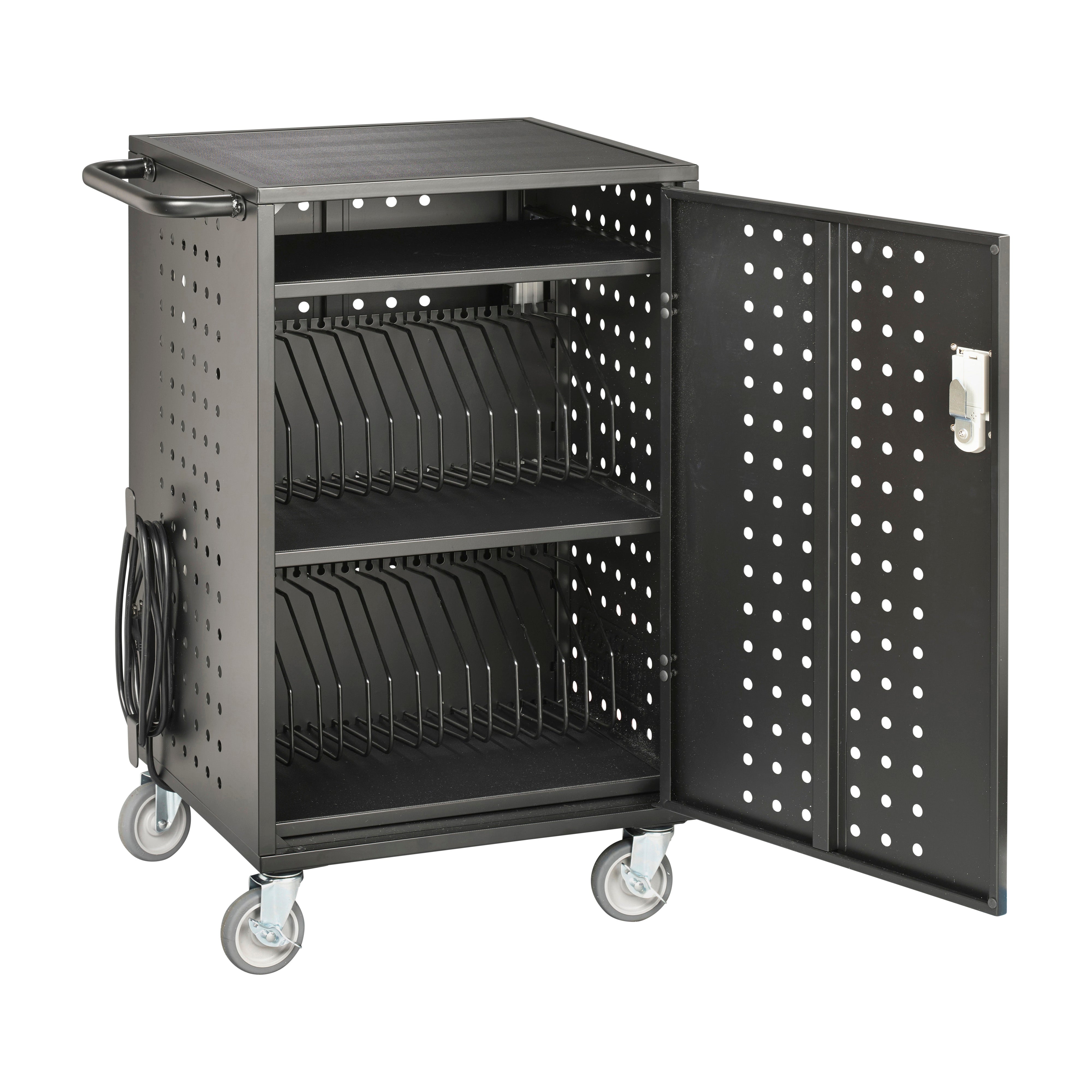 30-Bay Mobile Charging Cart, Storage for Laptops and Tablets